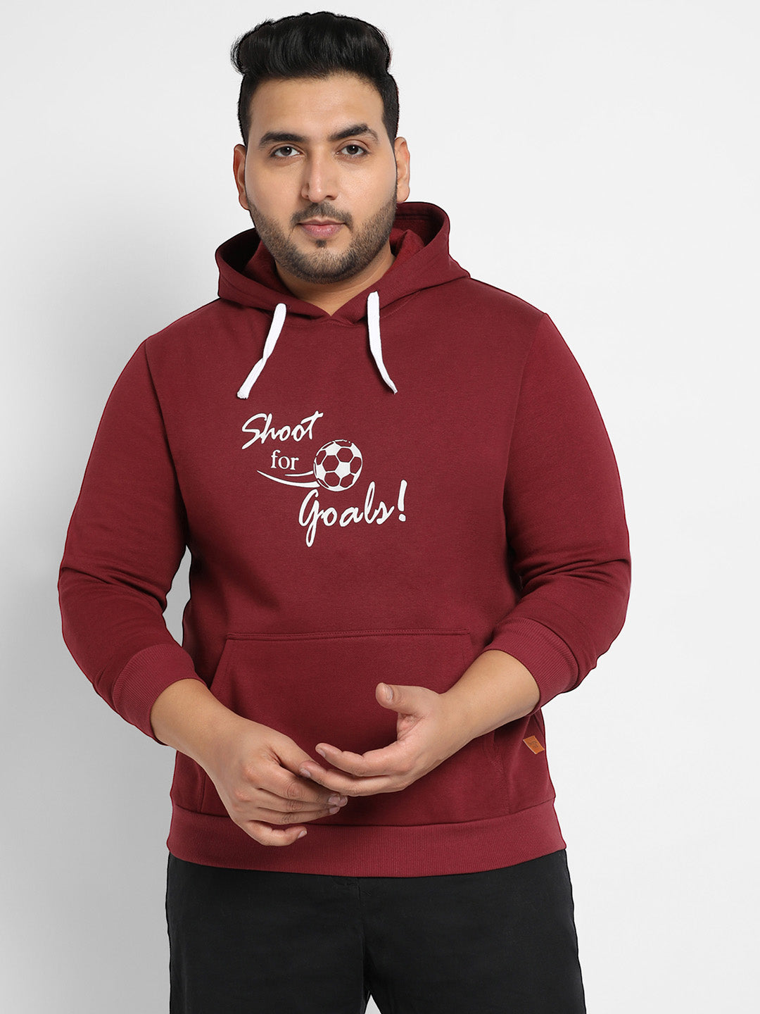 Maroon Red Shoot For Goals Hoodie With Kangaroo Pocket