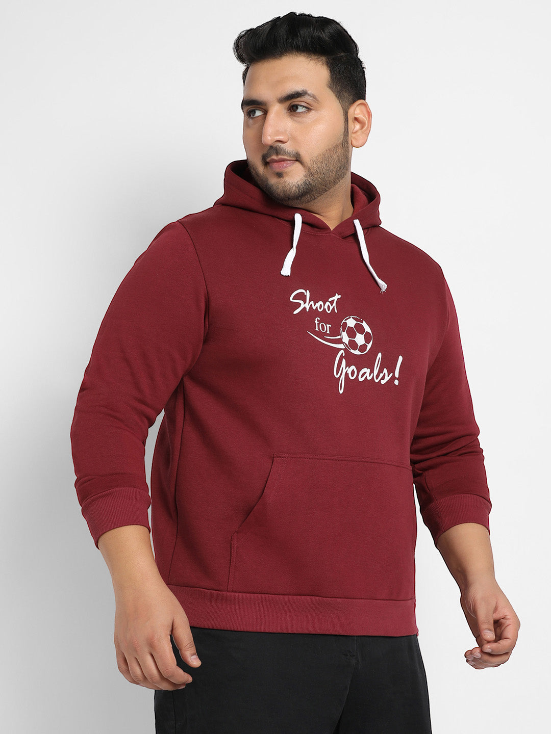 Maroon Red Shoot For Goals Hoodie With Kangaroo Pocket