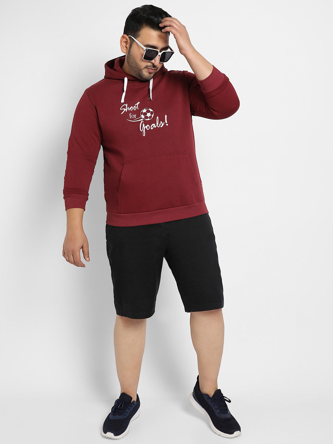 Maroon Red Shoot For Goals Hoodie With Kangaroo Pocket