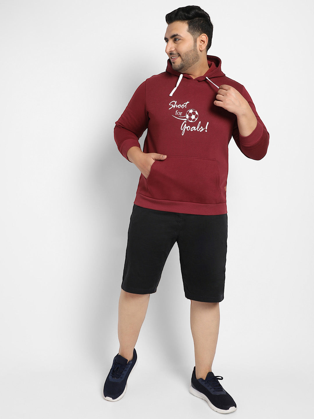 Maroon Red Shoot For Goals Hoodie With Kangaroo Pocket