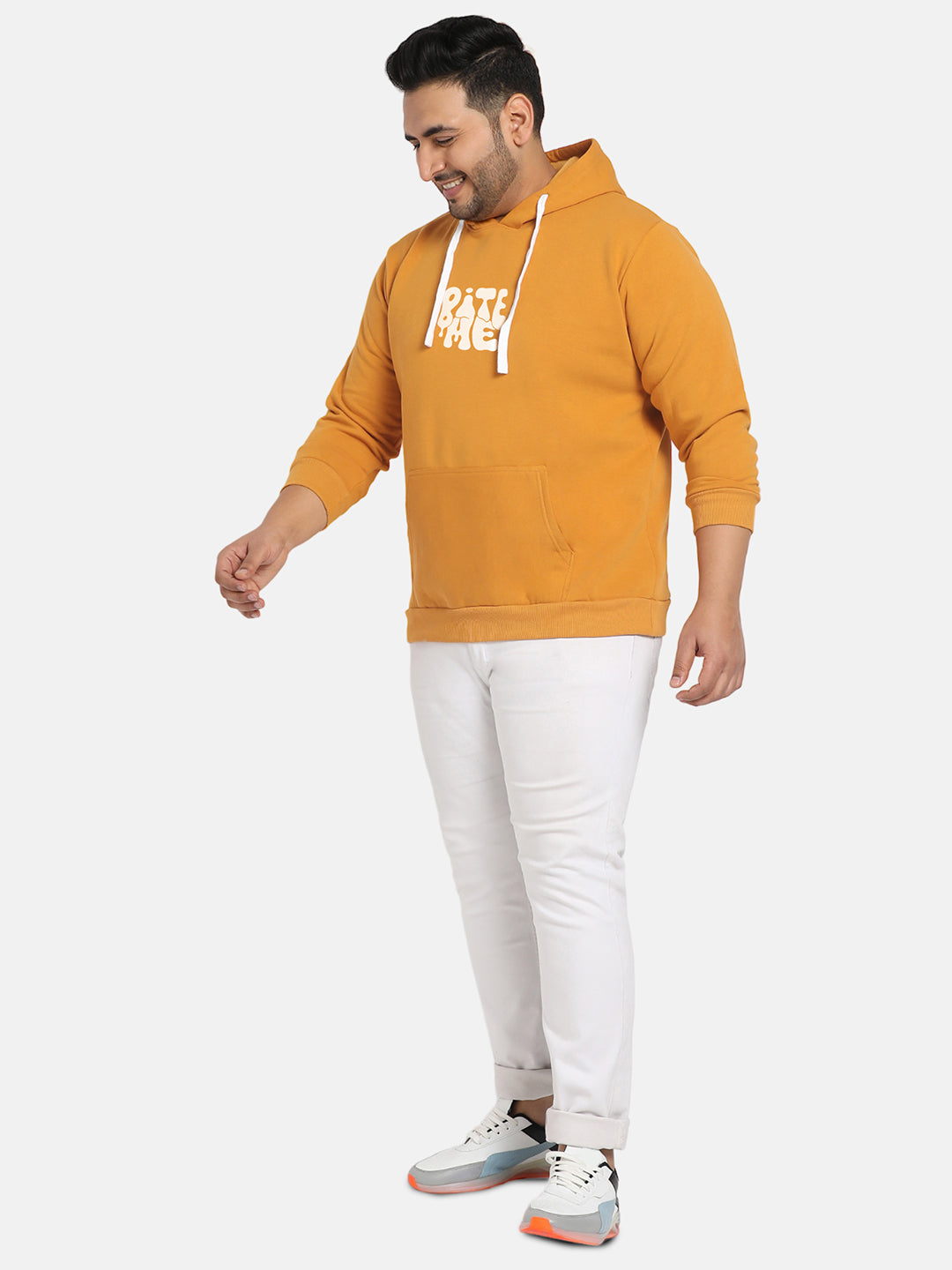 Plus Size Men's Mustard Yellow Bite Me Hoodie