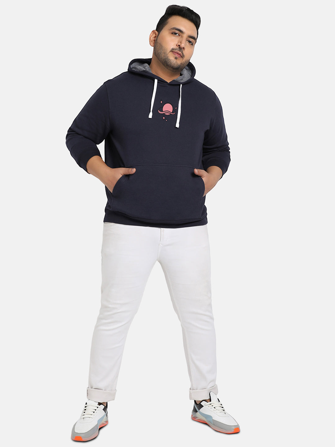 Plus Size Men's Navy Blue Open Mind Hoodie