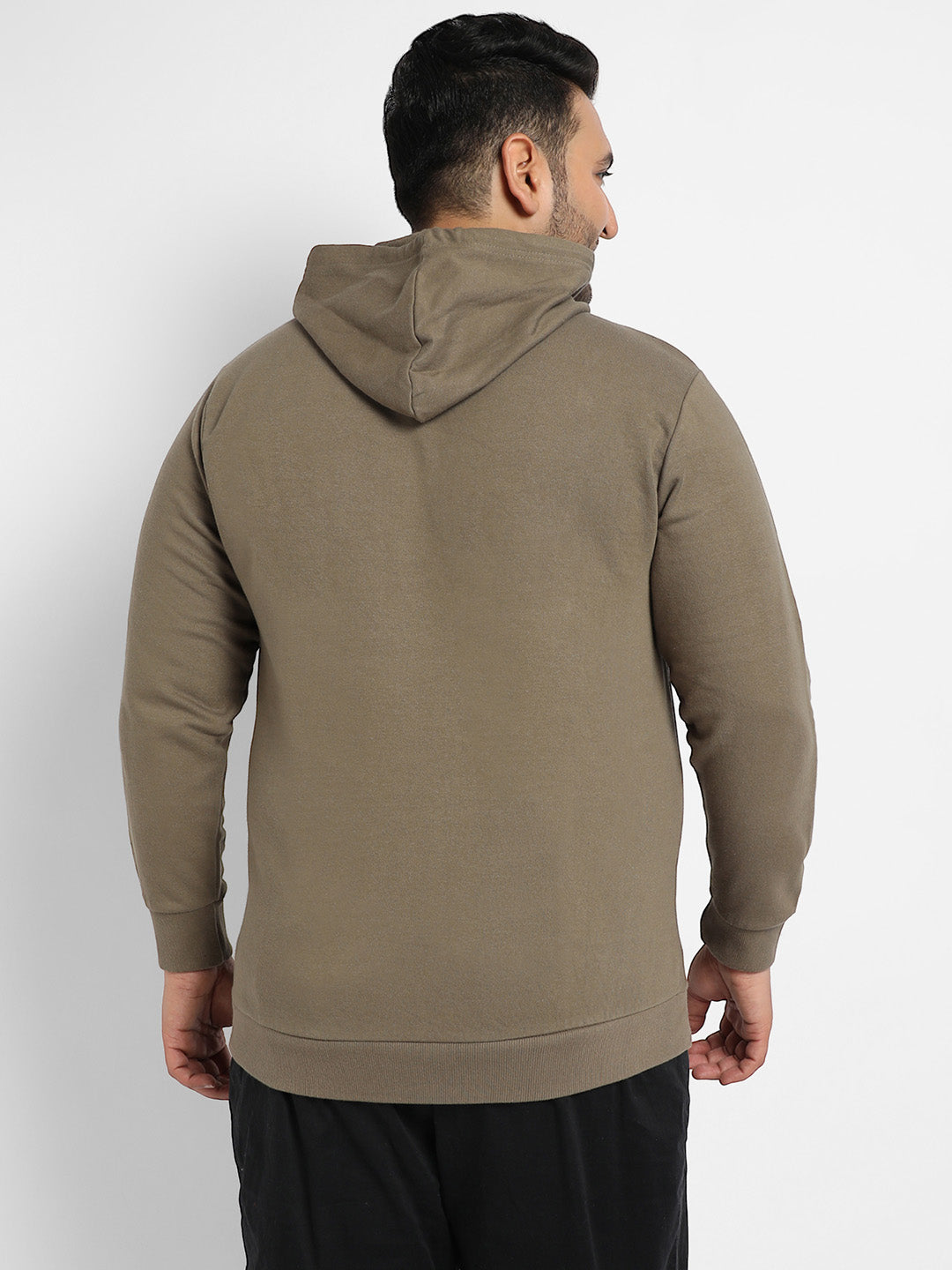 Olive Green Foliage Hoodie With Kangaroo Pocket