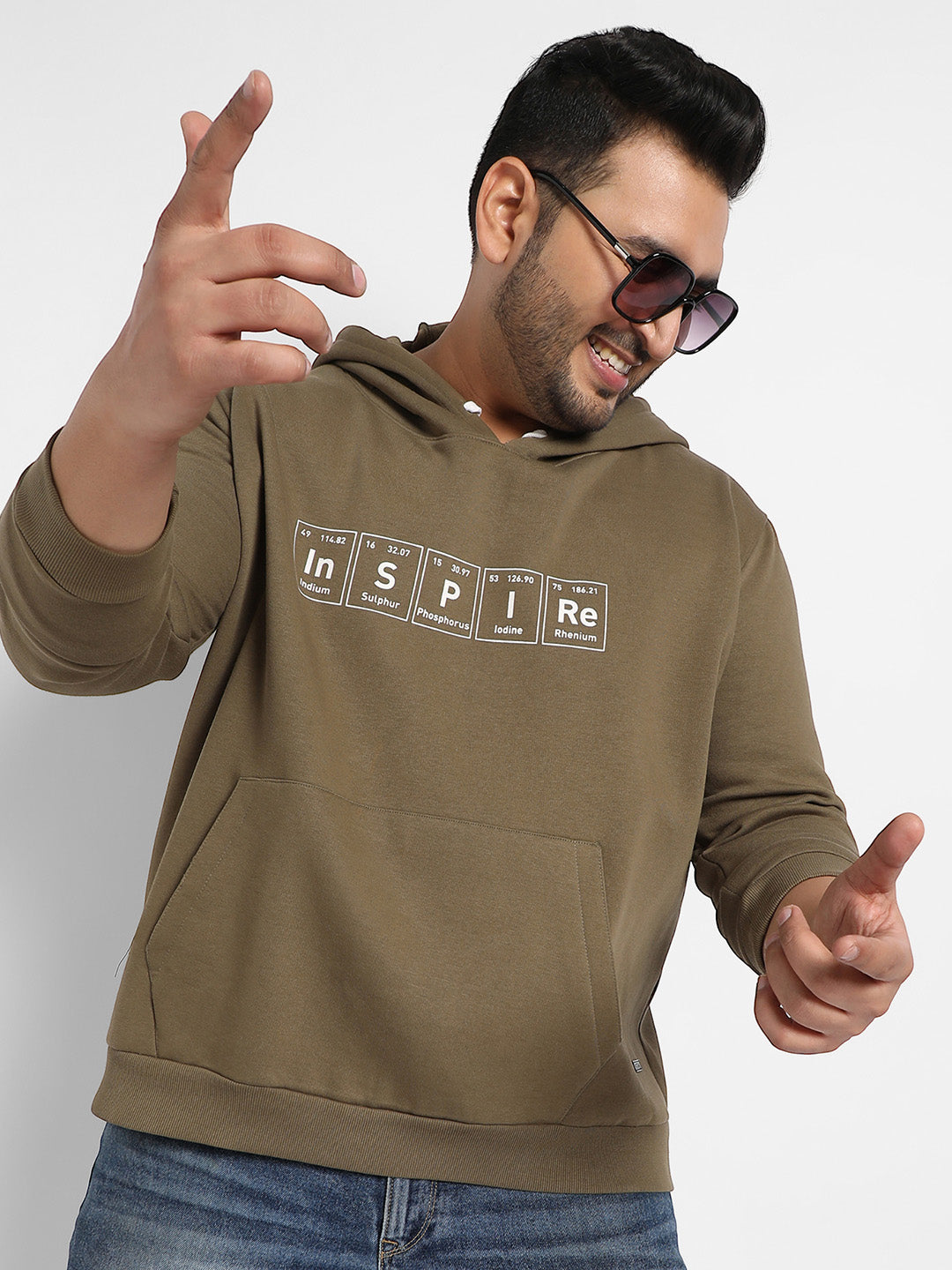 Olive Green Inspire Hoodie With Kangaroo Pocket