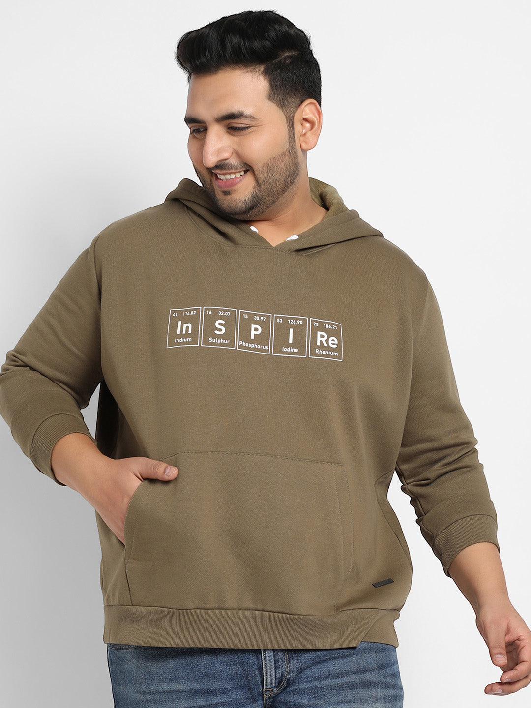 Olive Green Inspire Hoodie With Kangaroo Pocket