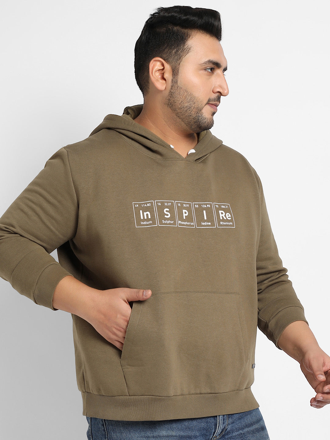 Olive Green Inspire Hoodie With Kangaroo Pocket
