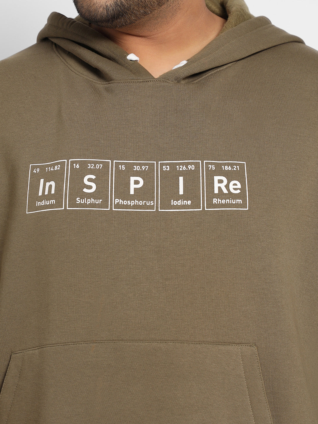 Plus Size Men's Olive Green Inspire Hoodie With Kangaroo Pocket