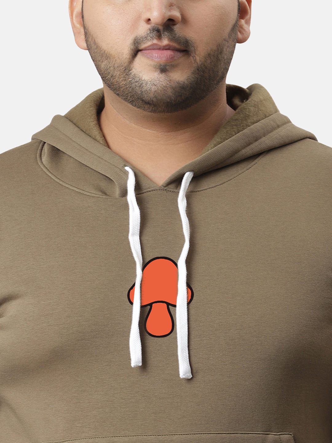 Plus Size Men's Olive Green Mushroom Hoodie