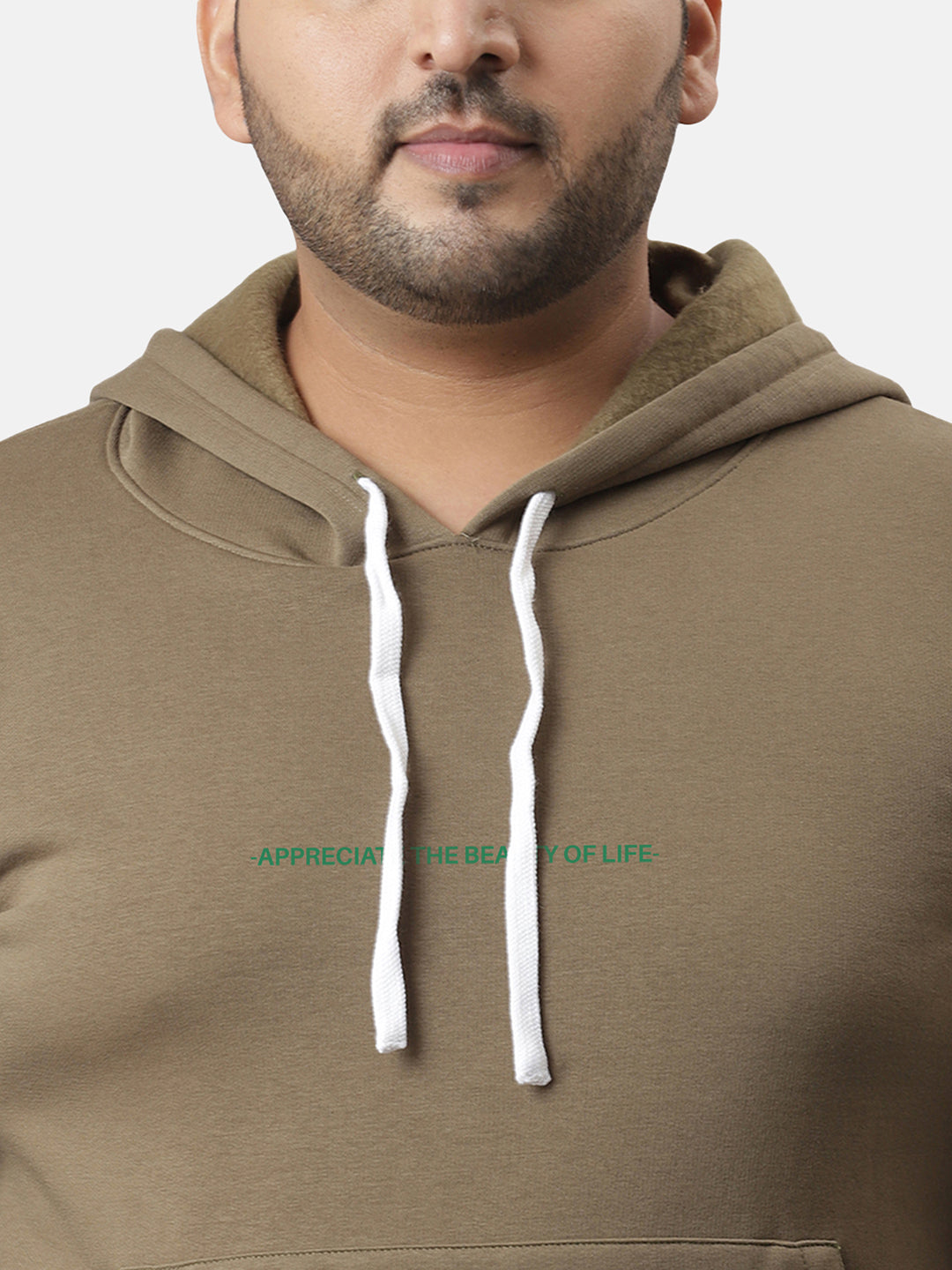 Plus Size Men's Olive Green Smell The Flower Hoodie