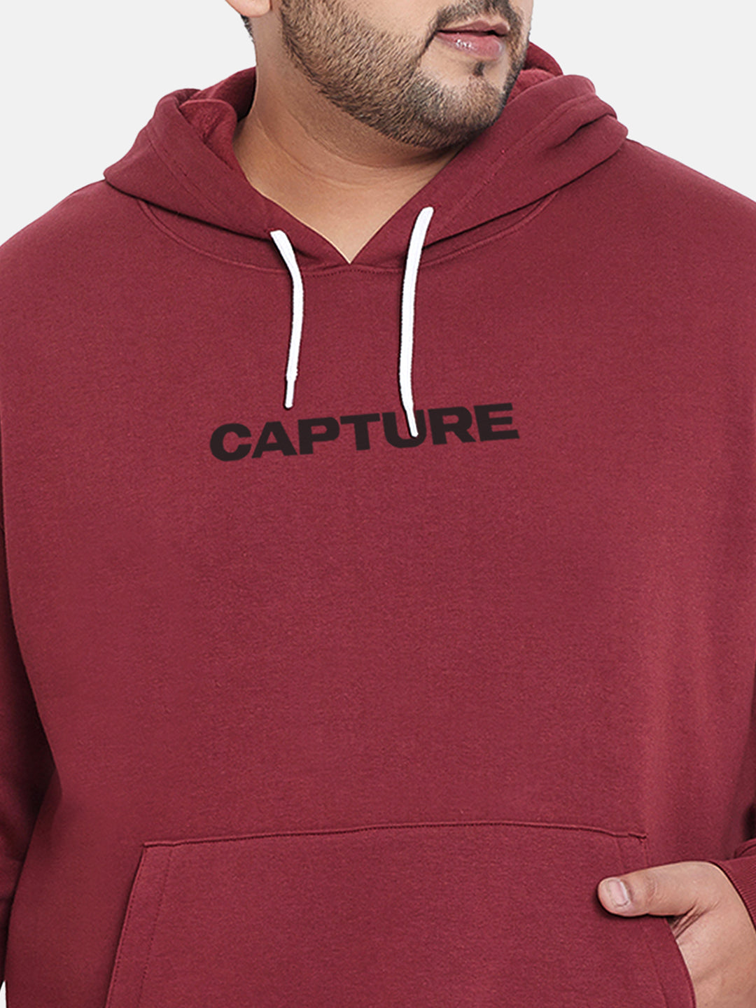 Plus Size Men's Wine Red Capture Hoodie