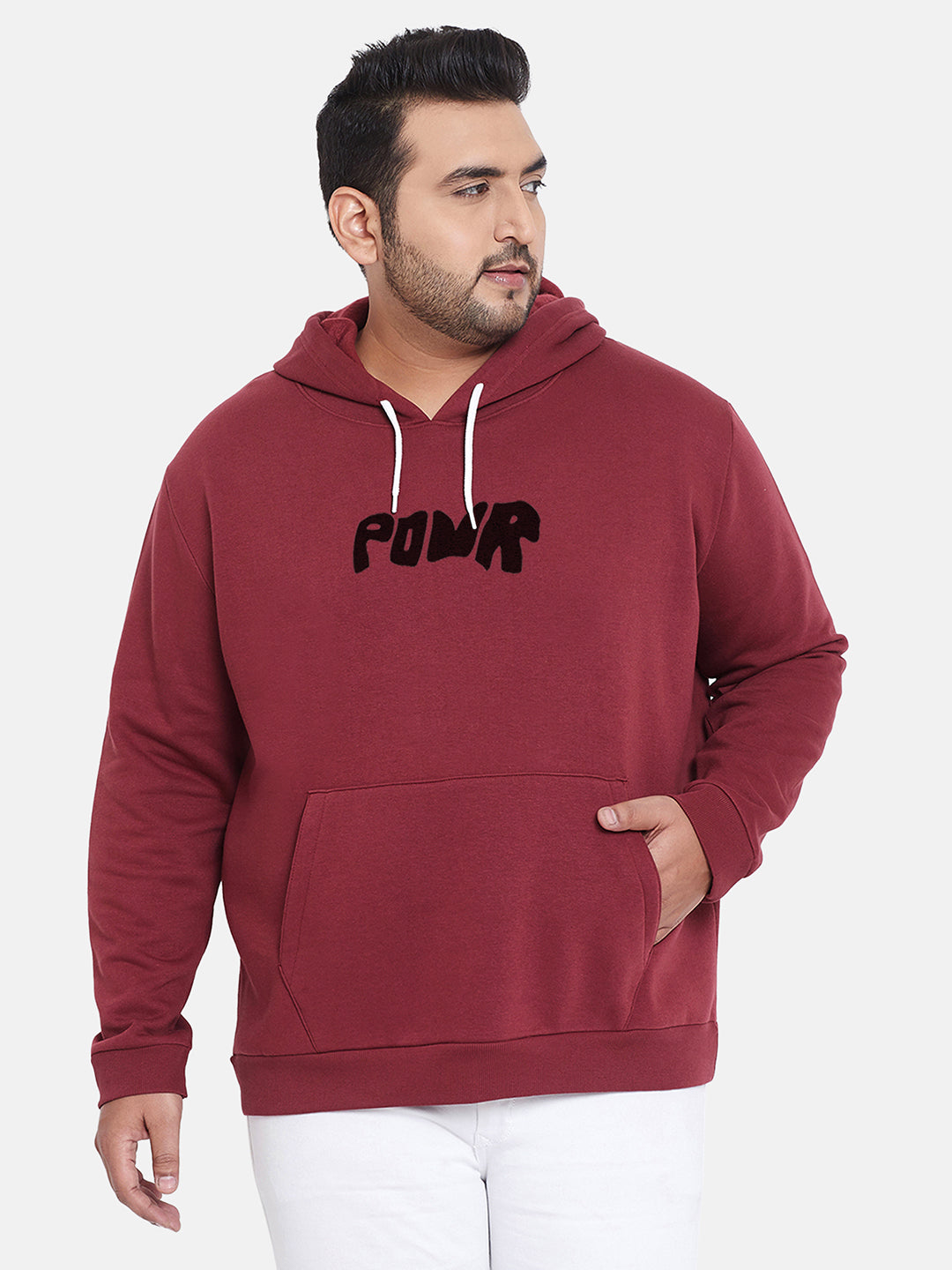 Wine Red Contrast Power Hoodie