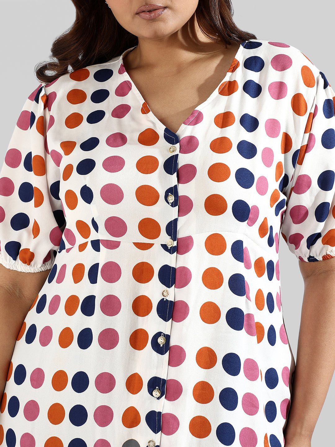 Instafab Plus Women Polka Dot's Design, Button Stylish Casual Dresses