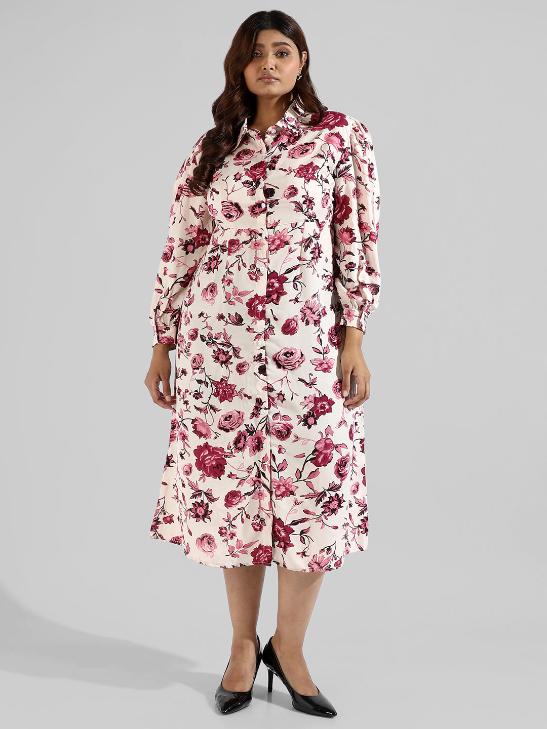 Floral Design, Button Stylish Casual Dresses