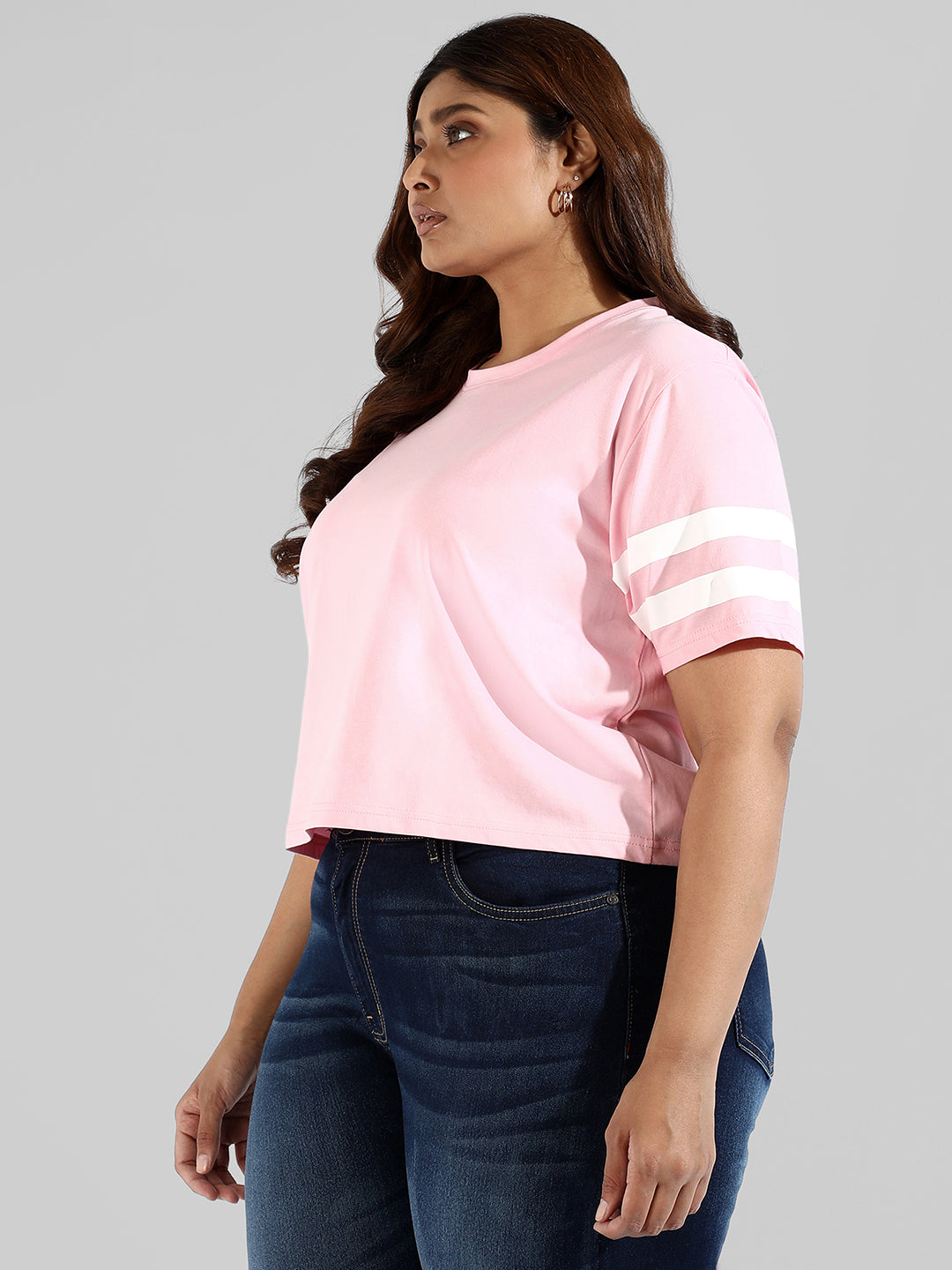 Solid Stylish Shorts Sleeve Round Neck Top
