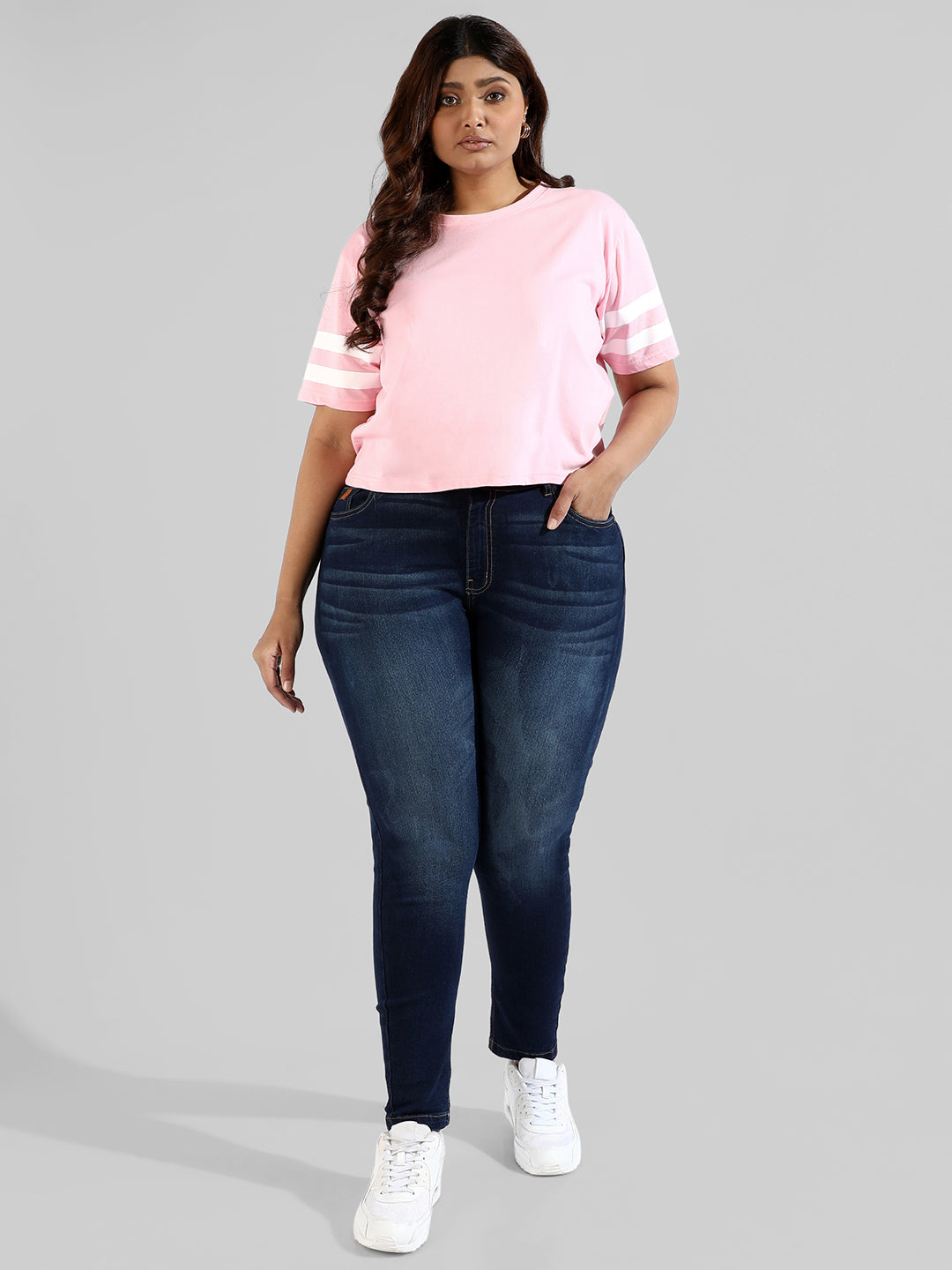 Solid Stylish Shorts Sleeve Round Neck Top