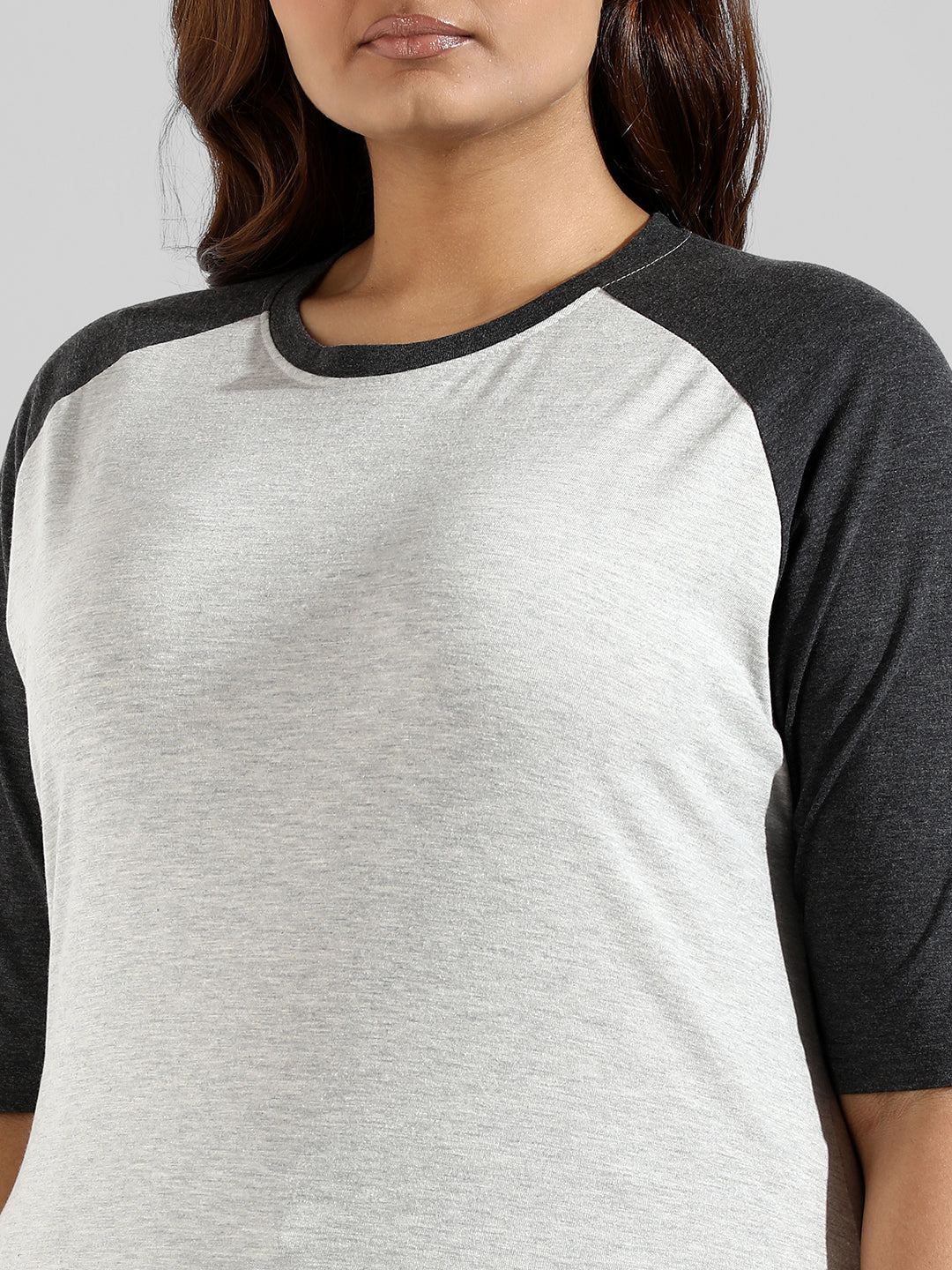 Instafab Plus Women Colorblocked Stylish Quarter Sleeve Round Neck Top