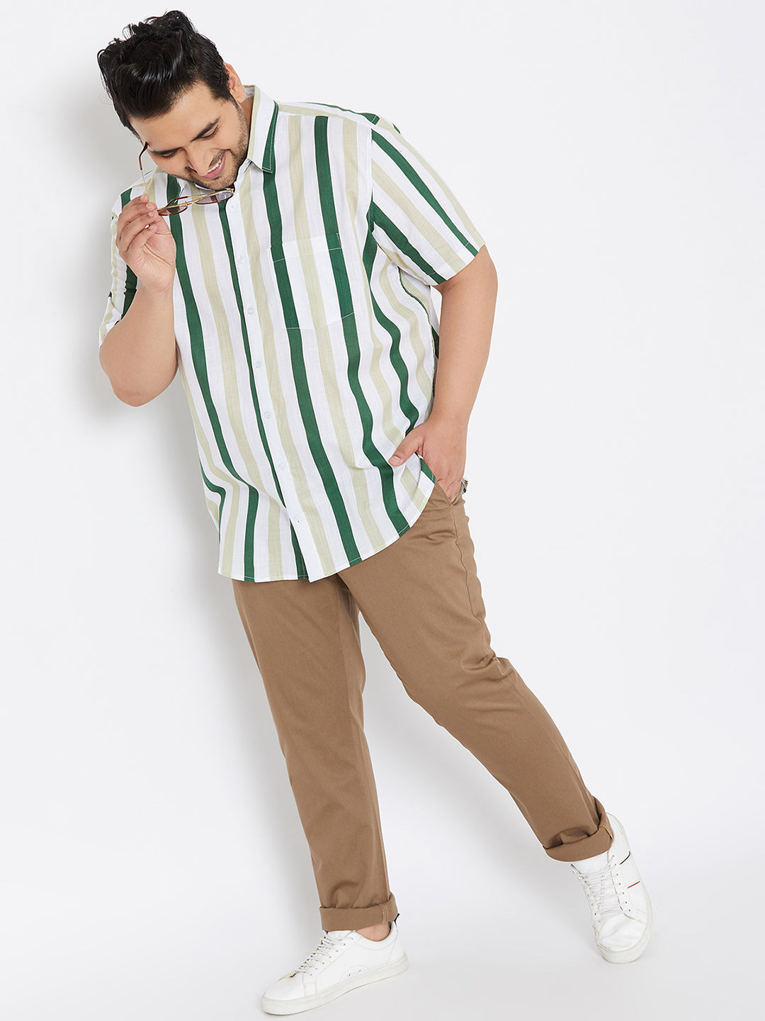 MEN STRIPED HALF SLEEVE CASUAL SHIRT