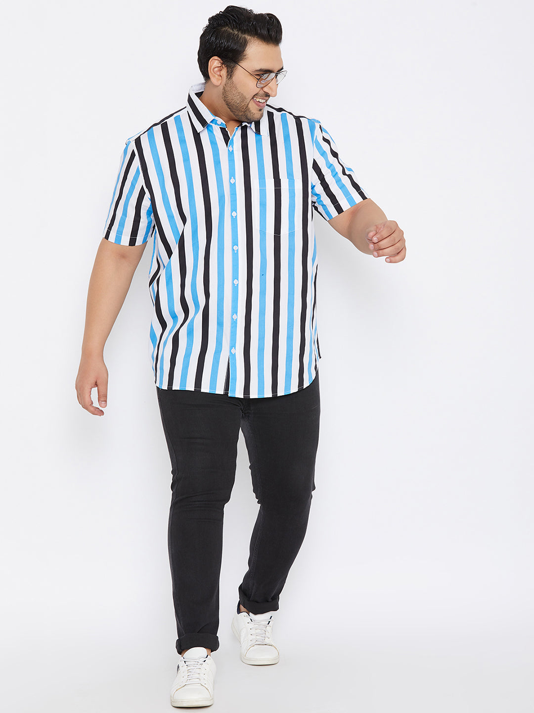 MEN STRIPED HALF SLEEVE CASUAL SHIRT