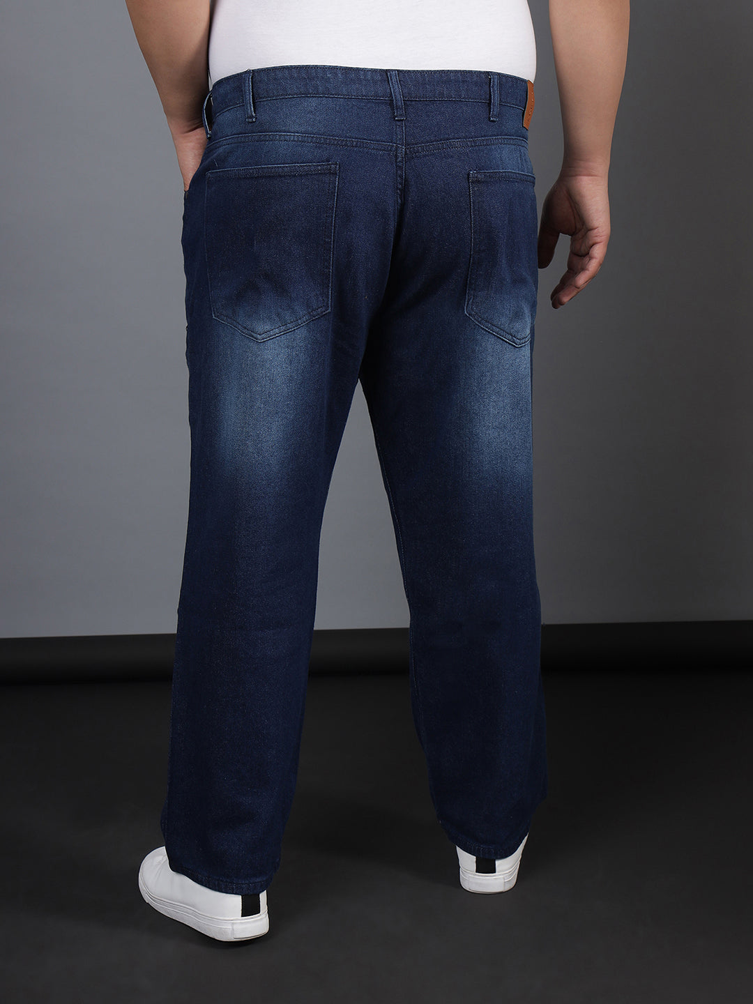 PLUS SIZE MEN SOLID CASUAL DENIM JEANS