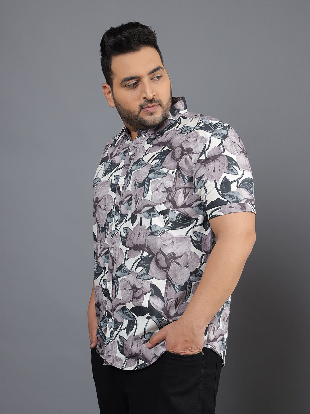 Floral Design Half Sleeve Shirt