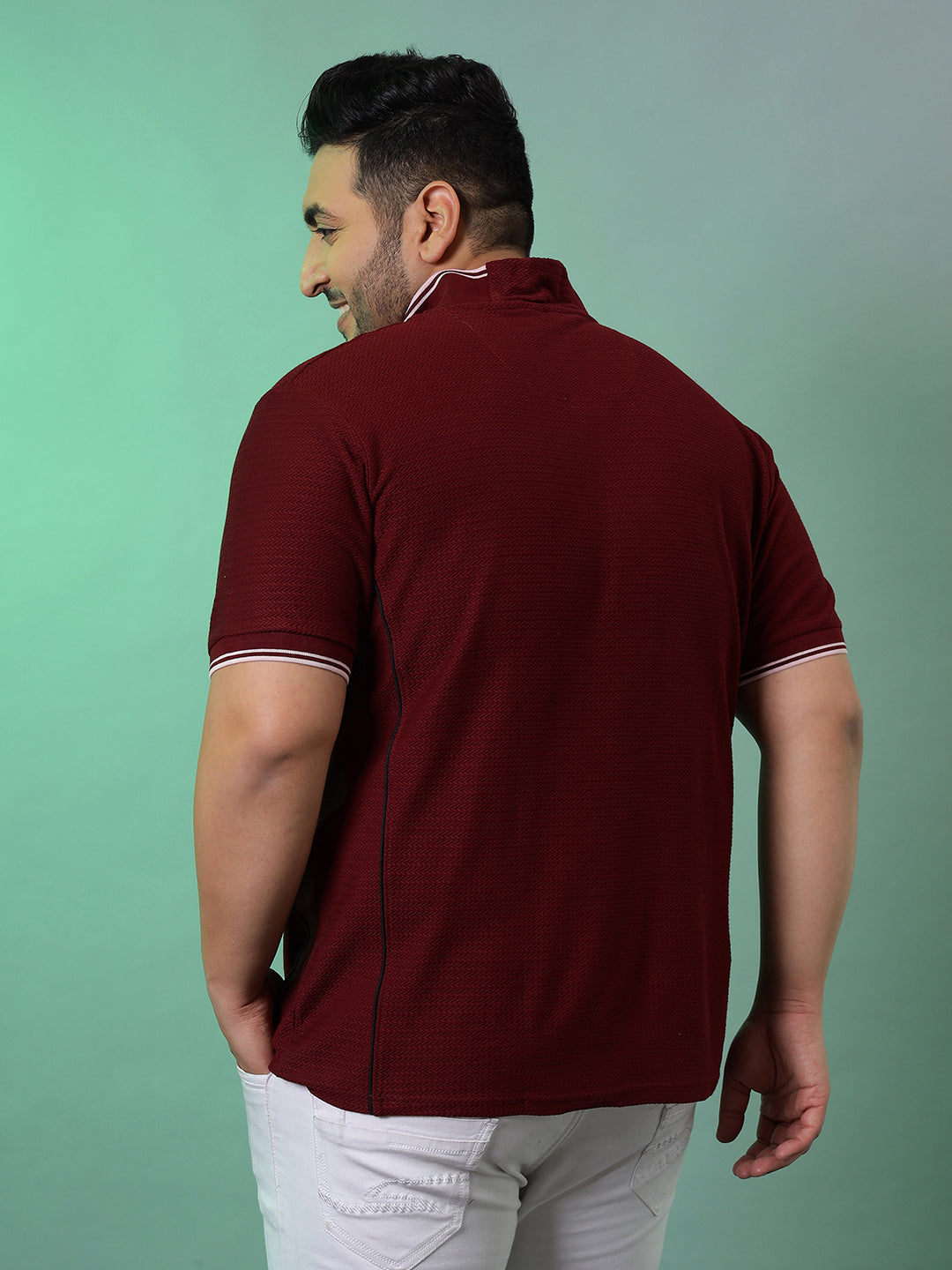 PLUS SIZE MEN SOLID HALF SLEEVE CASUAL T-SHIRT