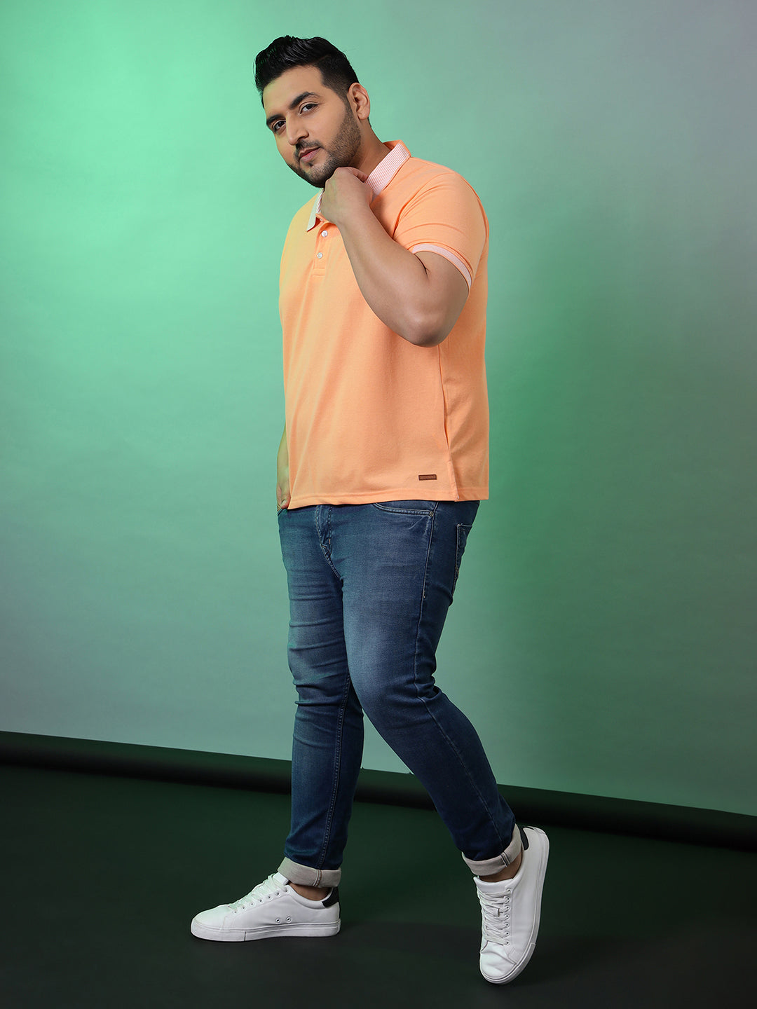 PLUS SIZE MEN SOLID HALF SLEEVE CASUAL T-SHIRT