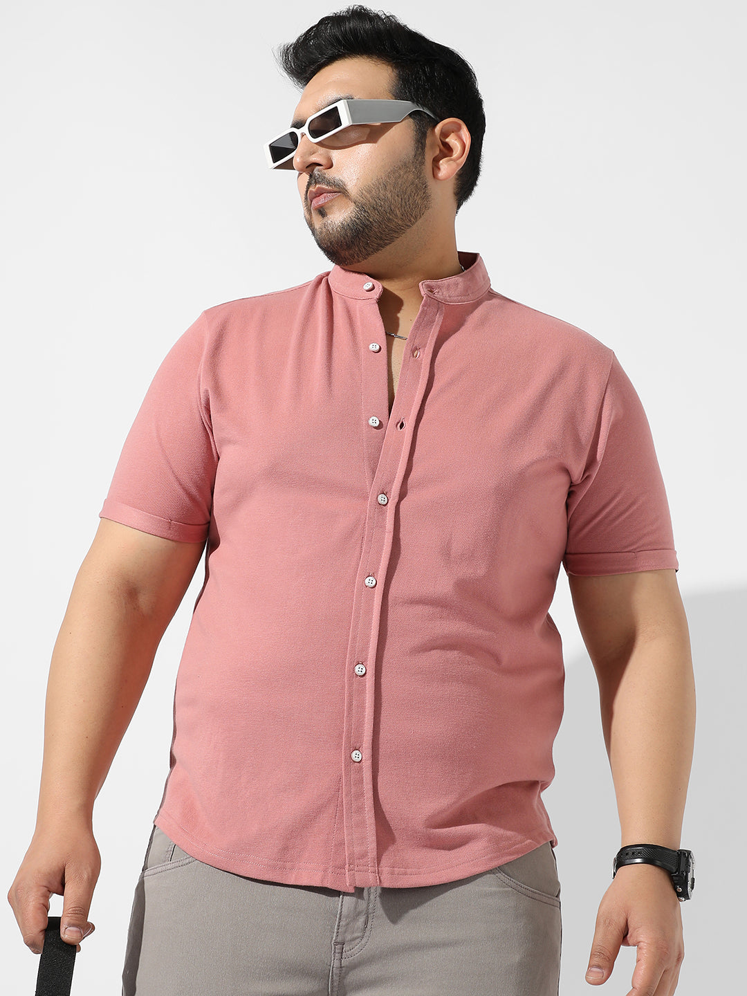 Solid Coral Pink Casual Shirt