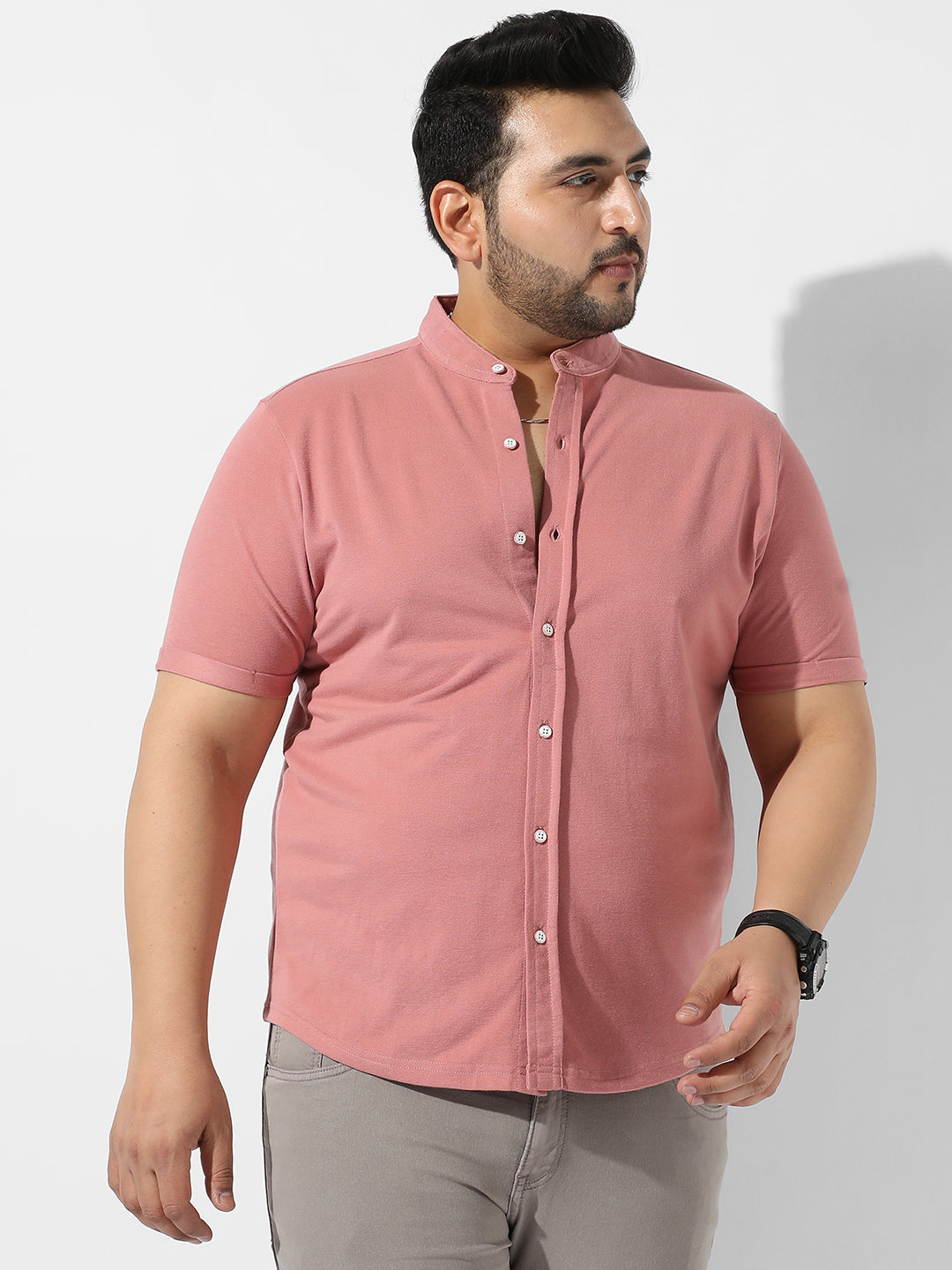 Solid Coral Pink Casual Shirt
