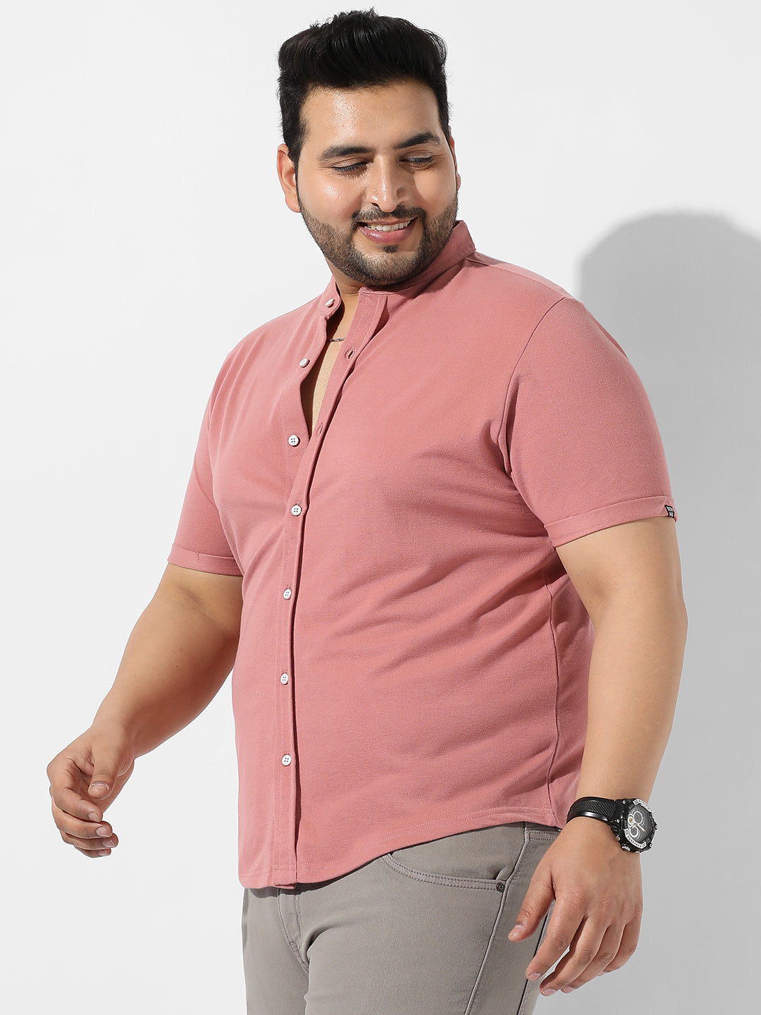 Solid Coral Pink Casual Shirt