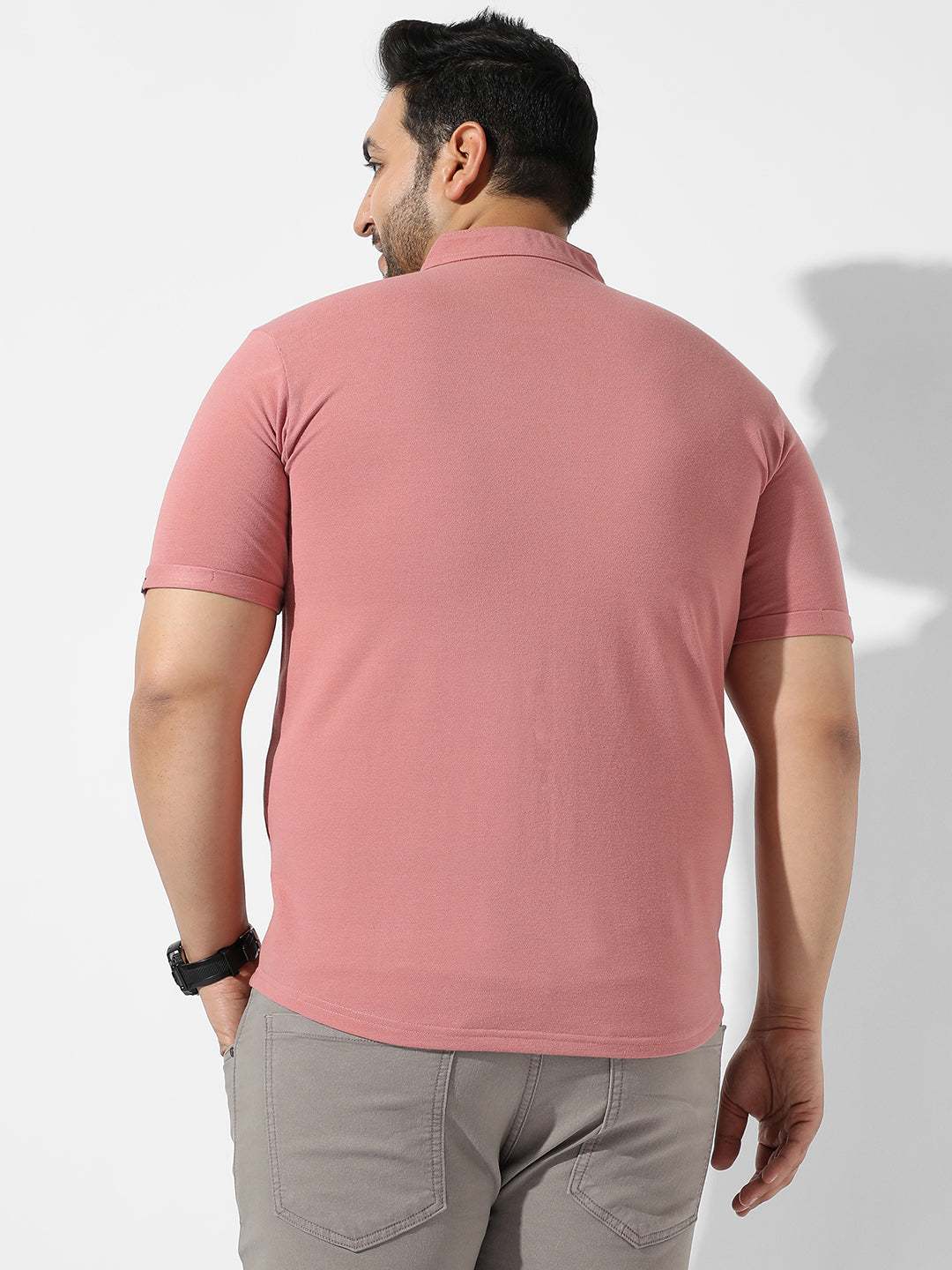 Solid Coral Pink Casual Shirt