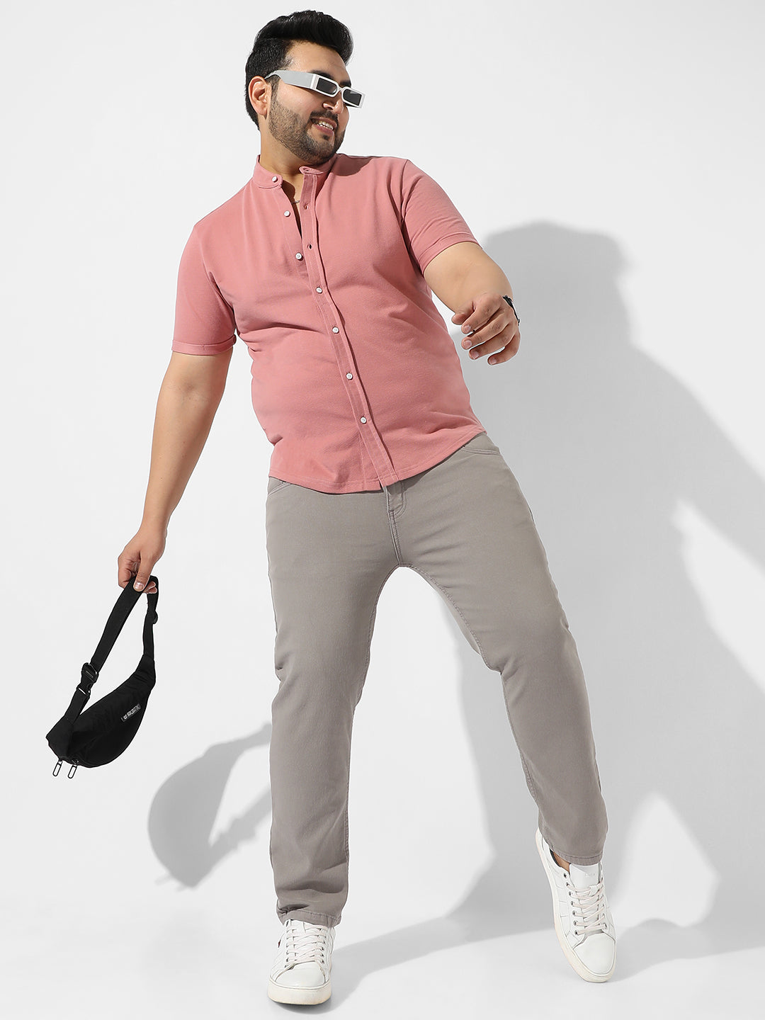 Solid Coral Pink Casual Shirt