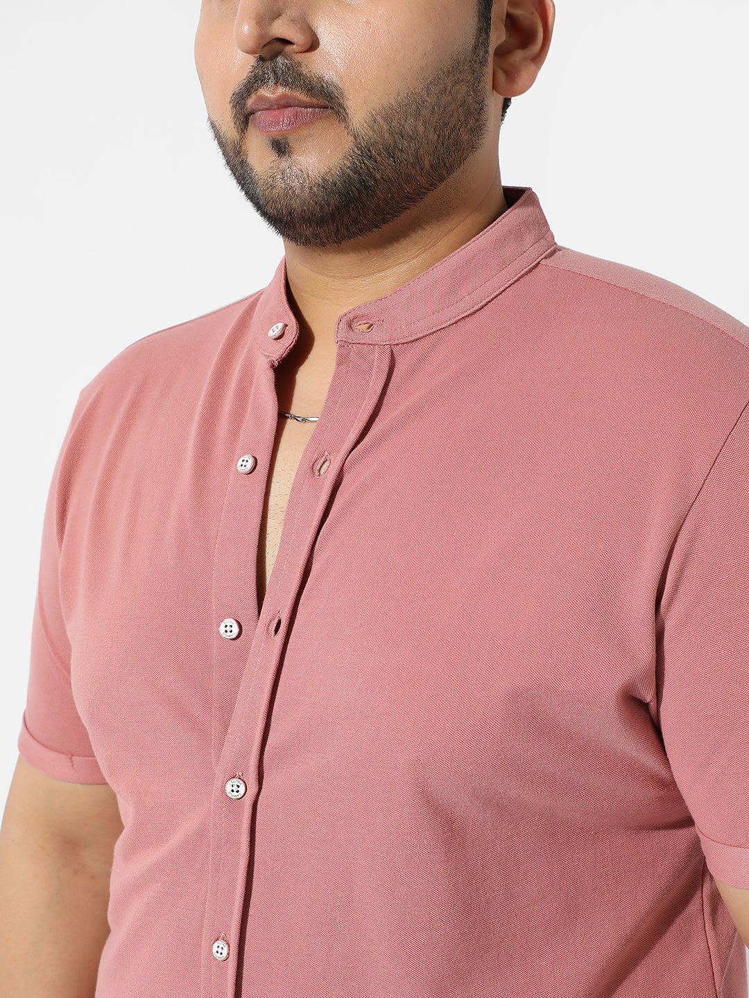Solid Coral Pink Casual Shirt