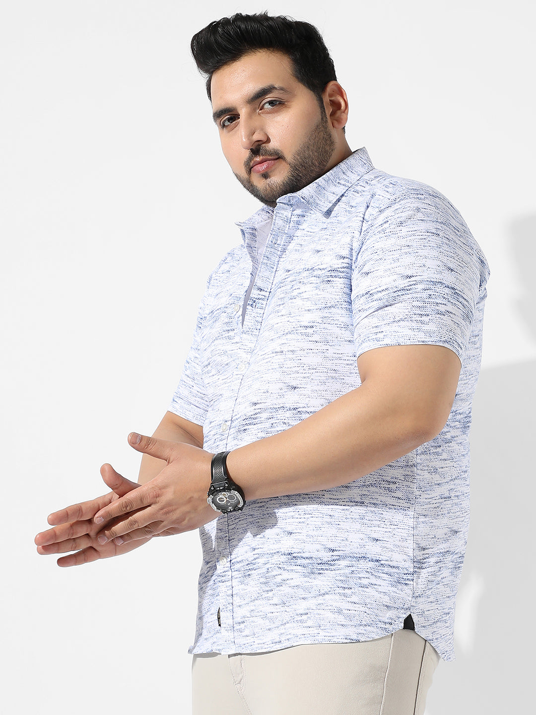 White Textured Casual Shirt