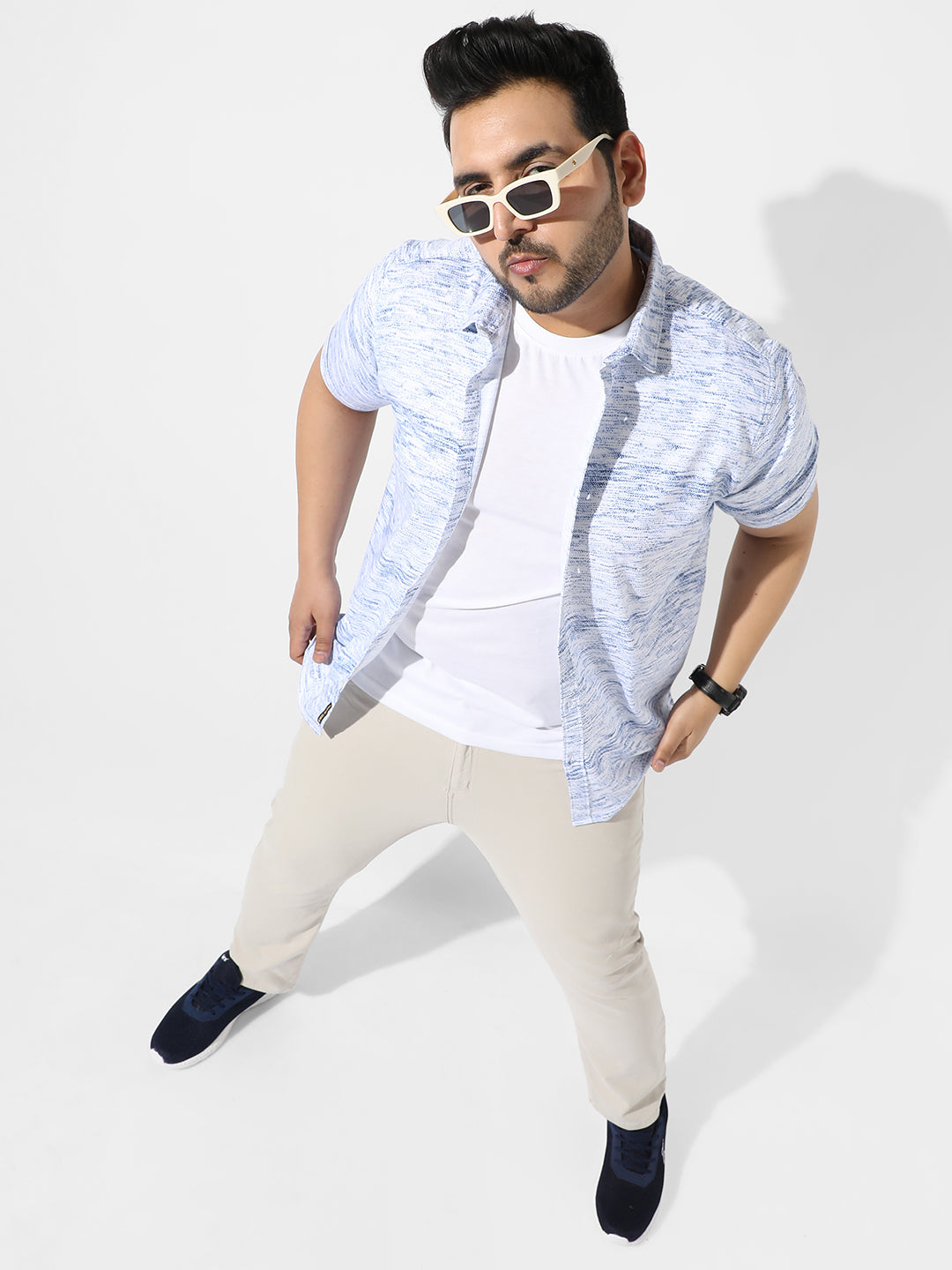 White Textured Casual Shirt