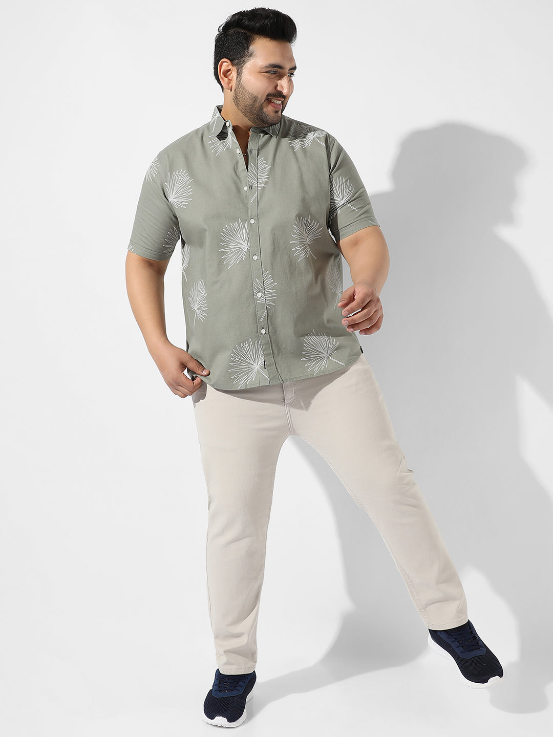 Sage Green Printed Casual Shirt