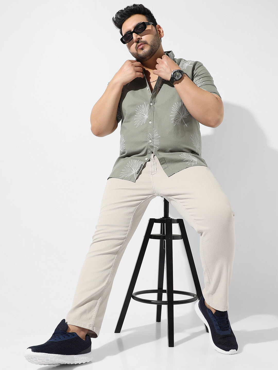 Sage Green Printed Casual Shirt