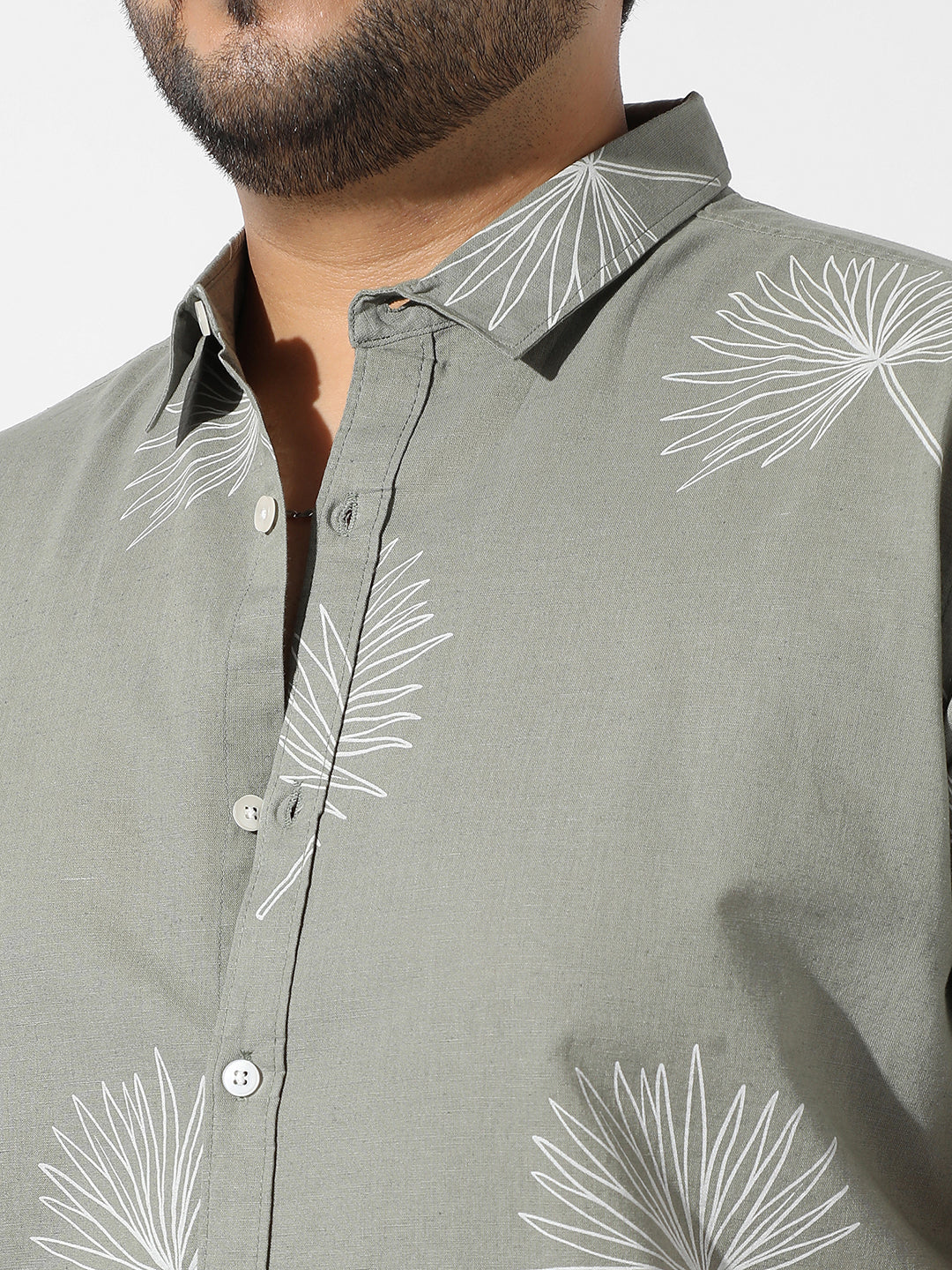 Sage Green Printed Casual Shirt