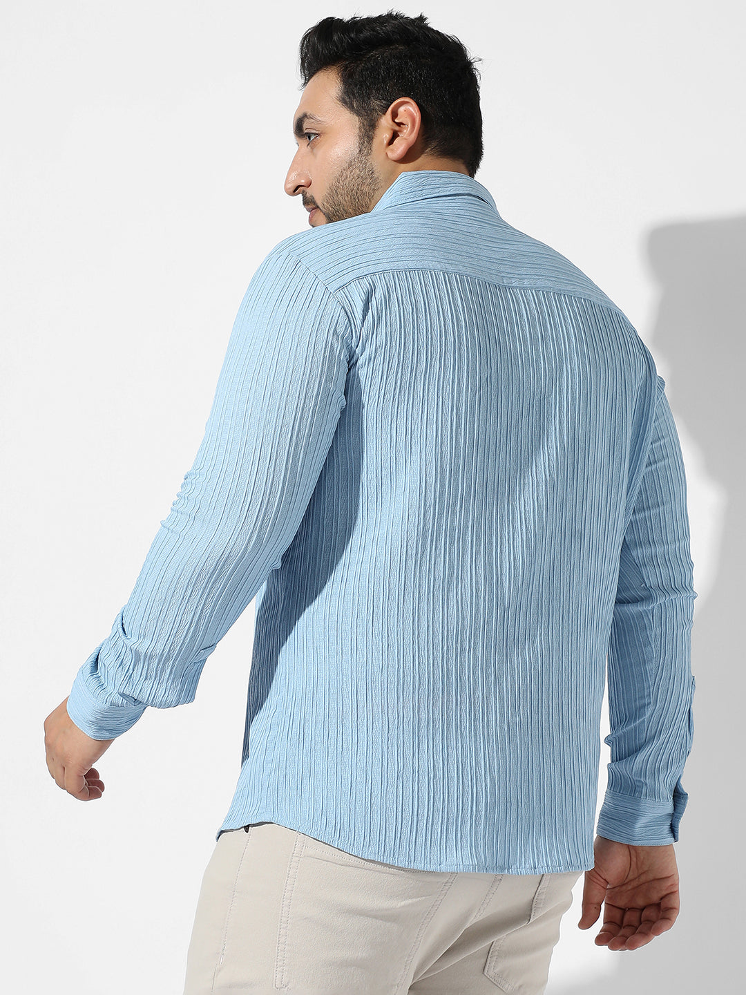Light Blue Textured Casual Shirt