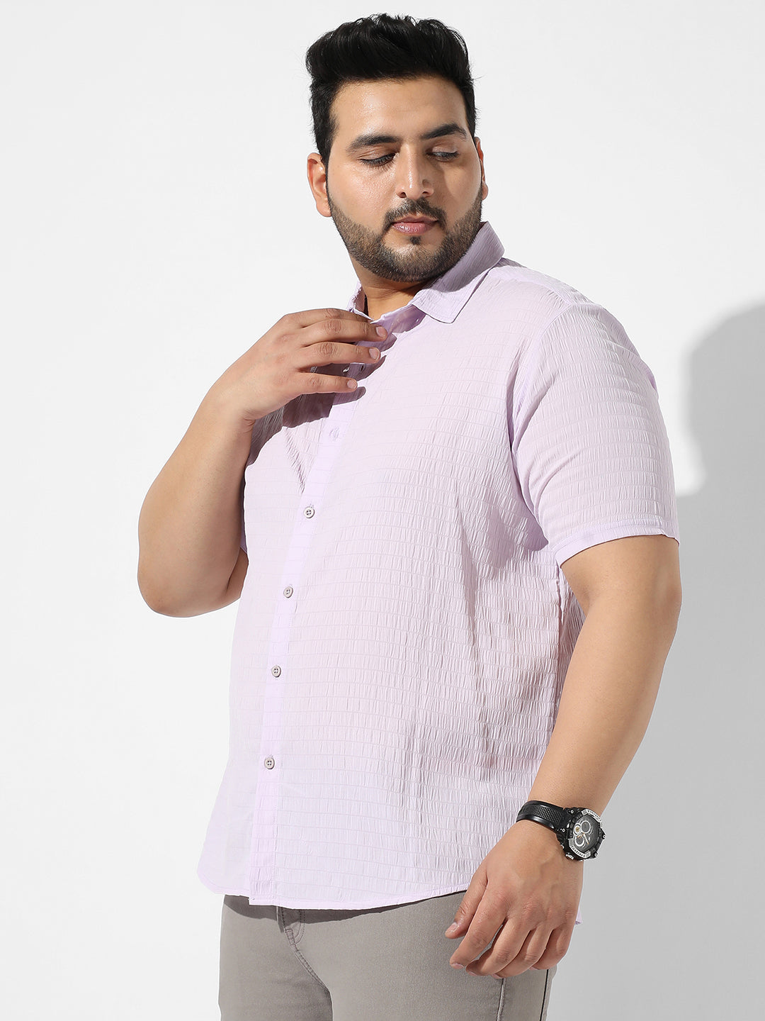 Lavender Textured Casual Shirt