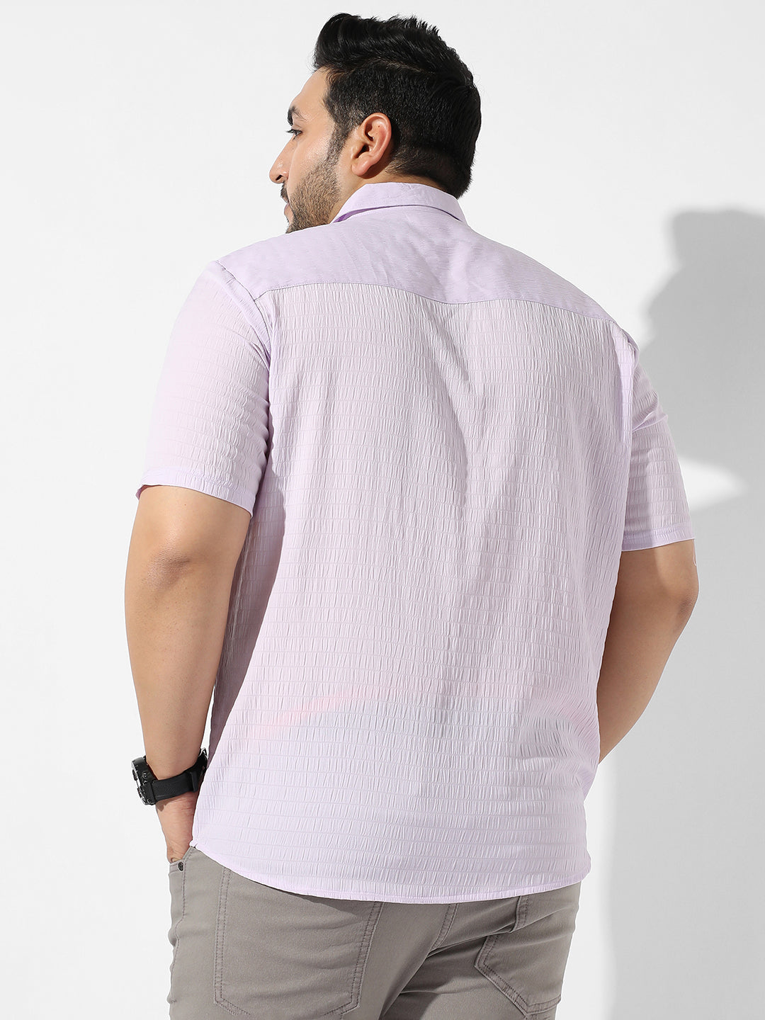Lavender Textured Casual Shirt