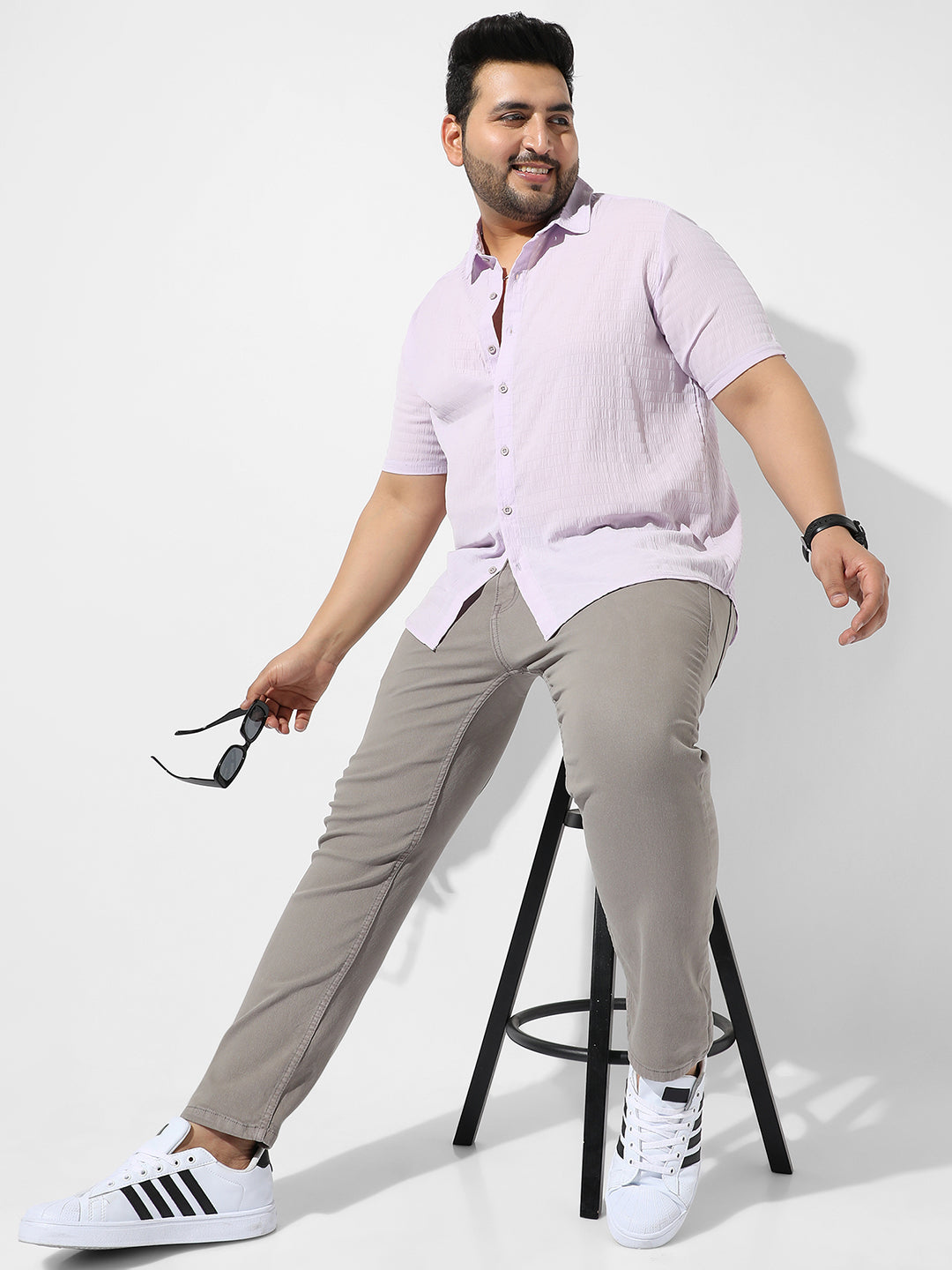 Lavender Textured Casual Shirt