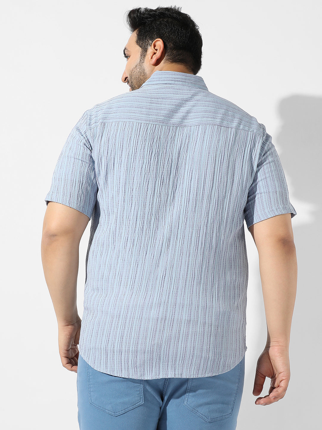 Light Blue Textured Casual Shirt