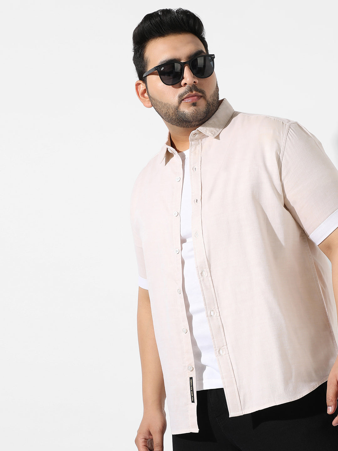 Solid Beige Casual Shirt