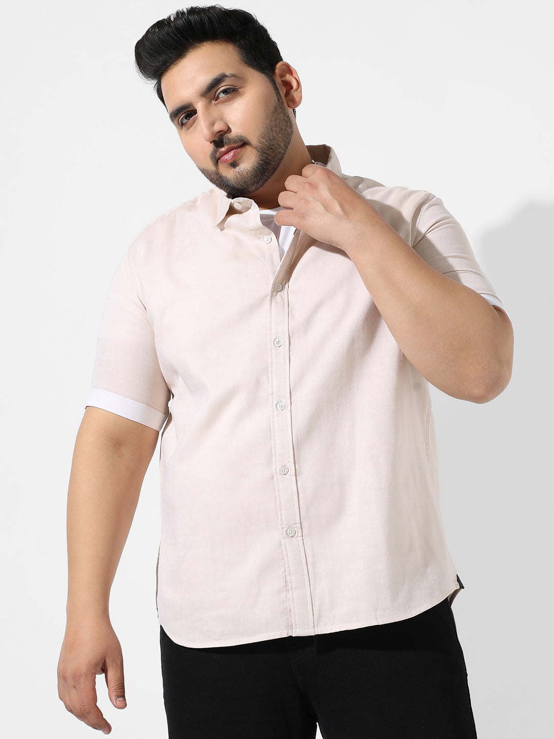 Solid Beige Casual Shirt