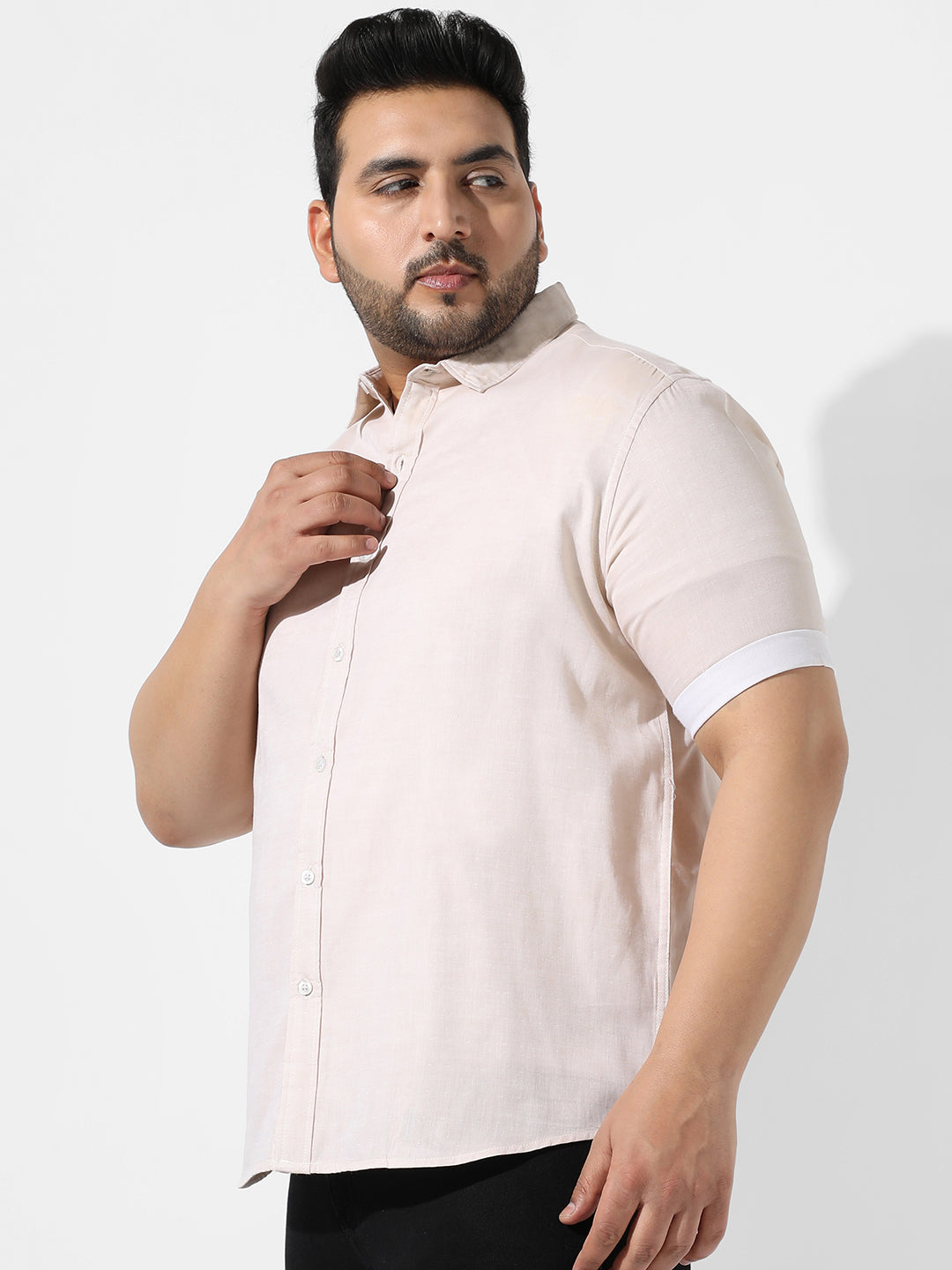 Solid Beige Casual Shirt