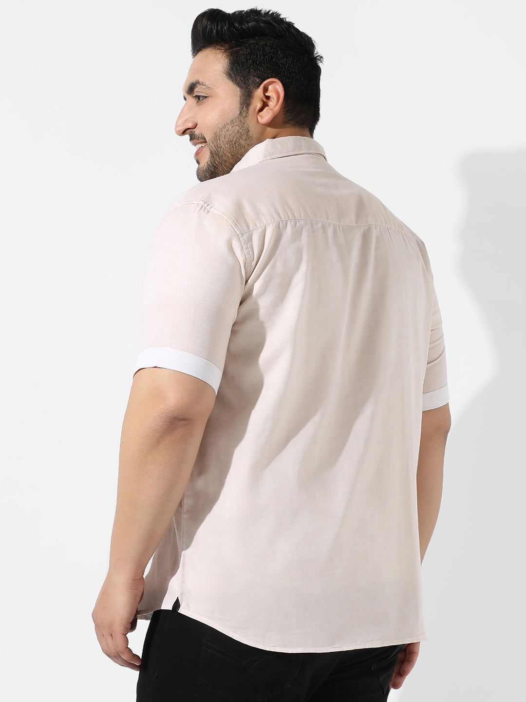 Solid Beige Casual Shirt
