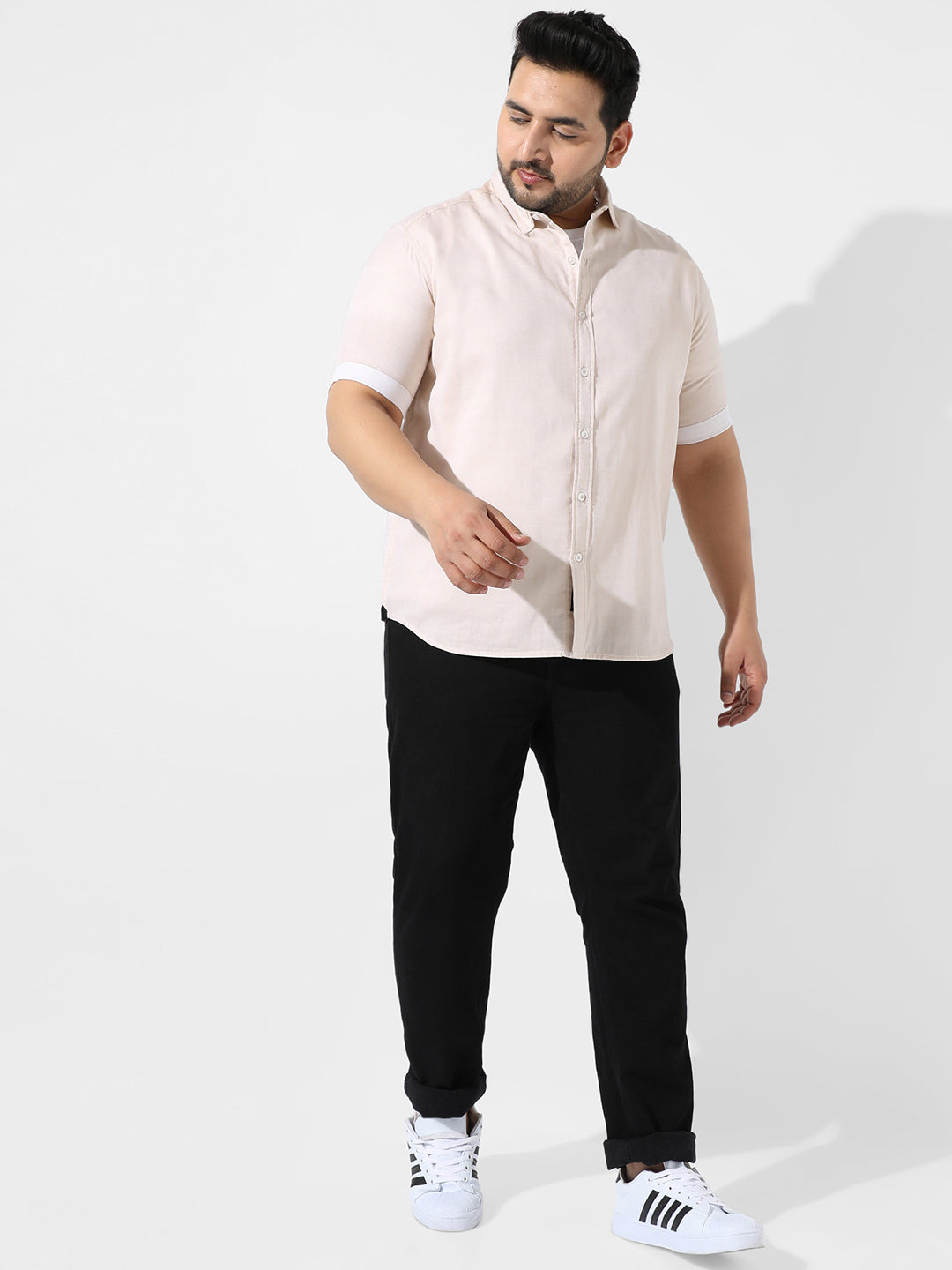 Solid Beige Casual Shirt