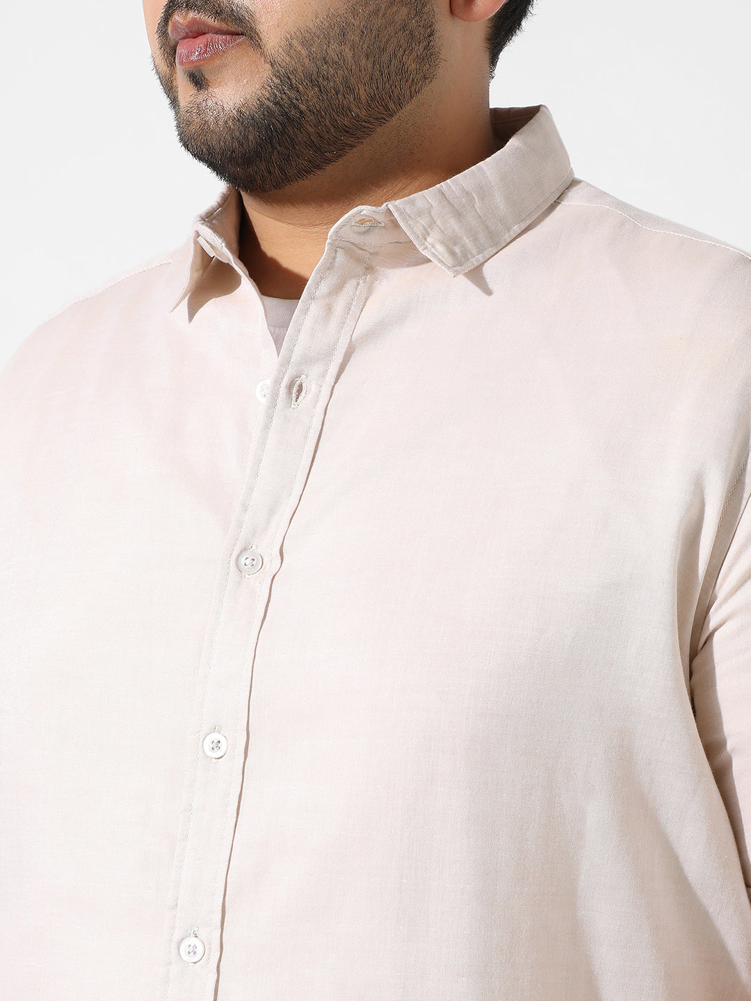 Solid Beige Casual Shirt