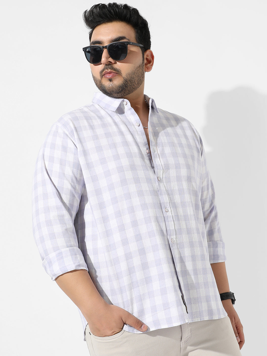 White & Blue Checkered Casual Shirt