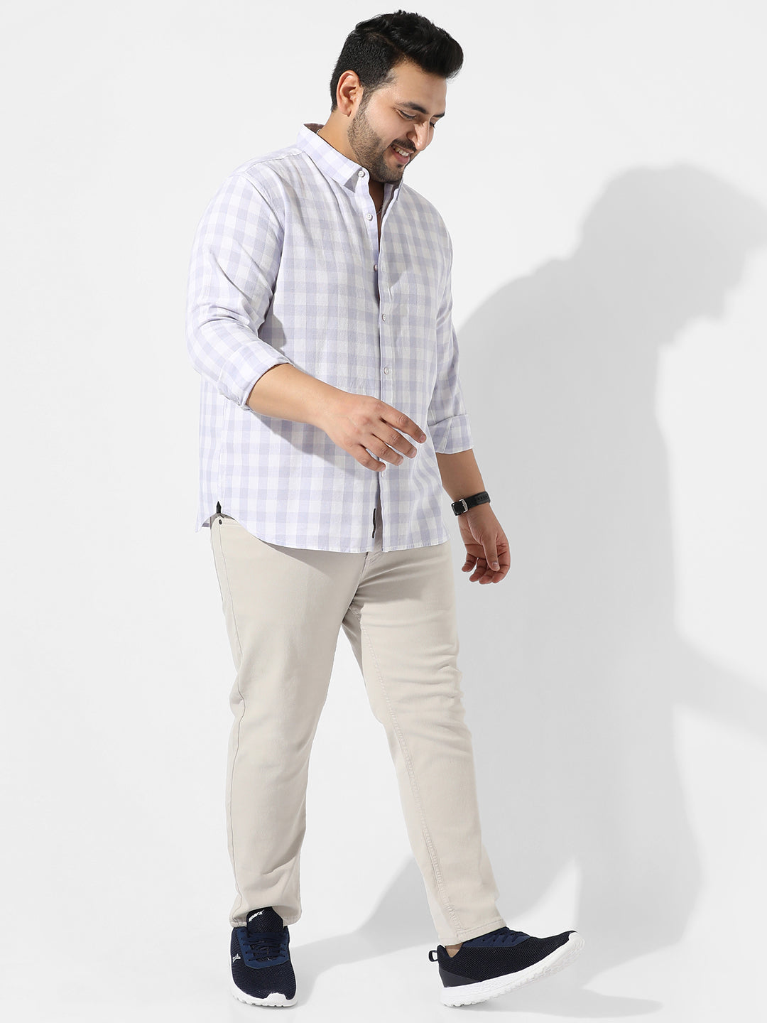 White & Blue Checkered Casual Shirt